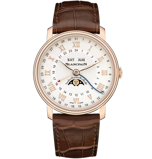 Blancpain Villeret Quantième Complet Phases de Lune GMT, 18k Rose Gold, 40mm, Ref# 6676-3642-55b