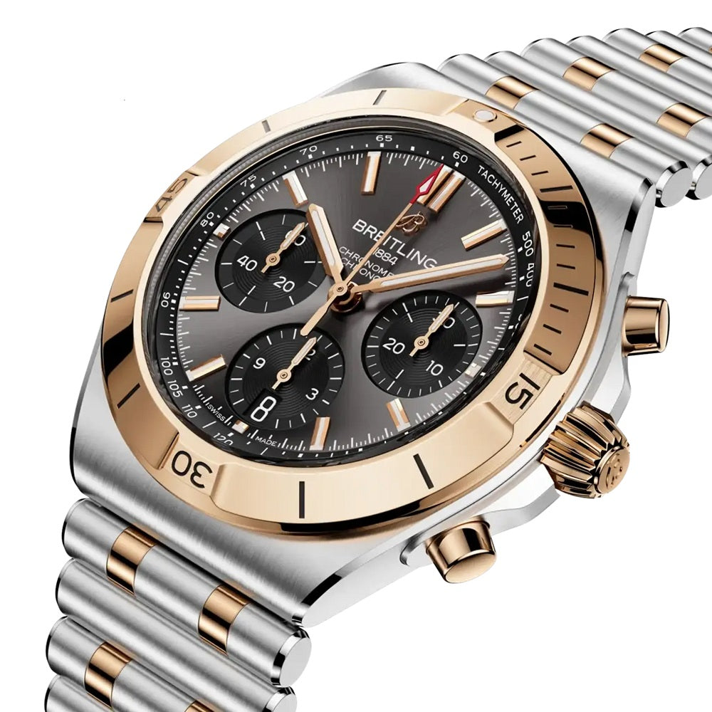 Breitling Chronomat B01 Chronograph 42, Stainless steel and 18k Red Gold, Ref# UB0158101B1U1, Dial
