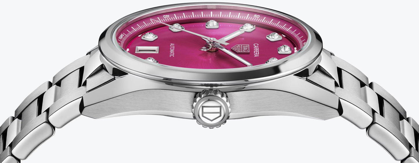 TAG Heuer Carrera Calibre 7 Date, Stainless Steel and Diamonds, 36mm, Ref# WBN2318.BA0001, Side