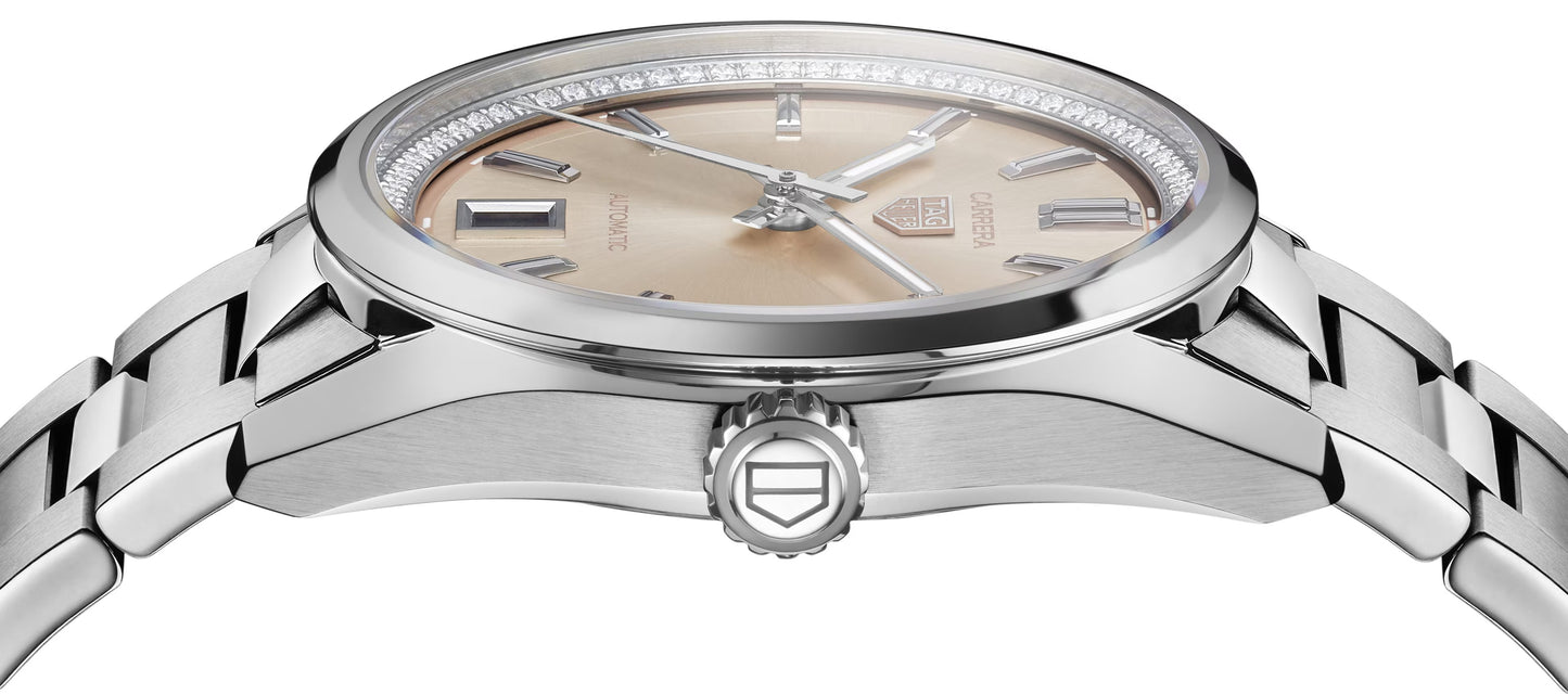 TAG Heuer Carrera Calibre 7 Date, Stainless Steel set with Diamonds, 36mm, Ref# WBN231A.BA0001, Side