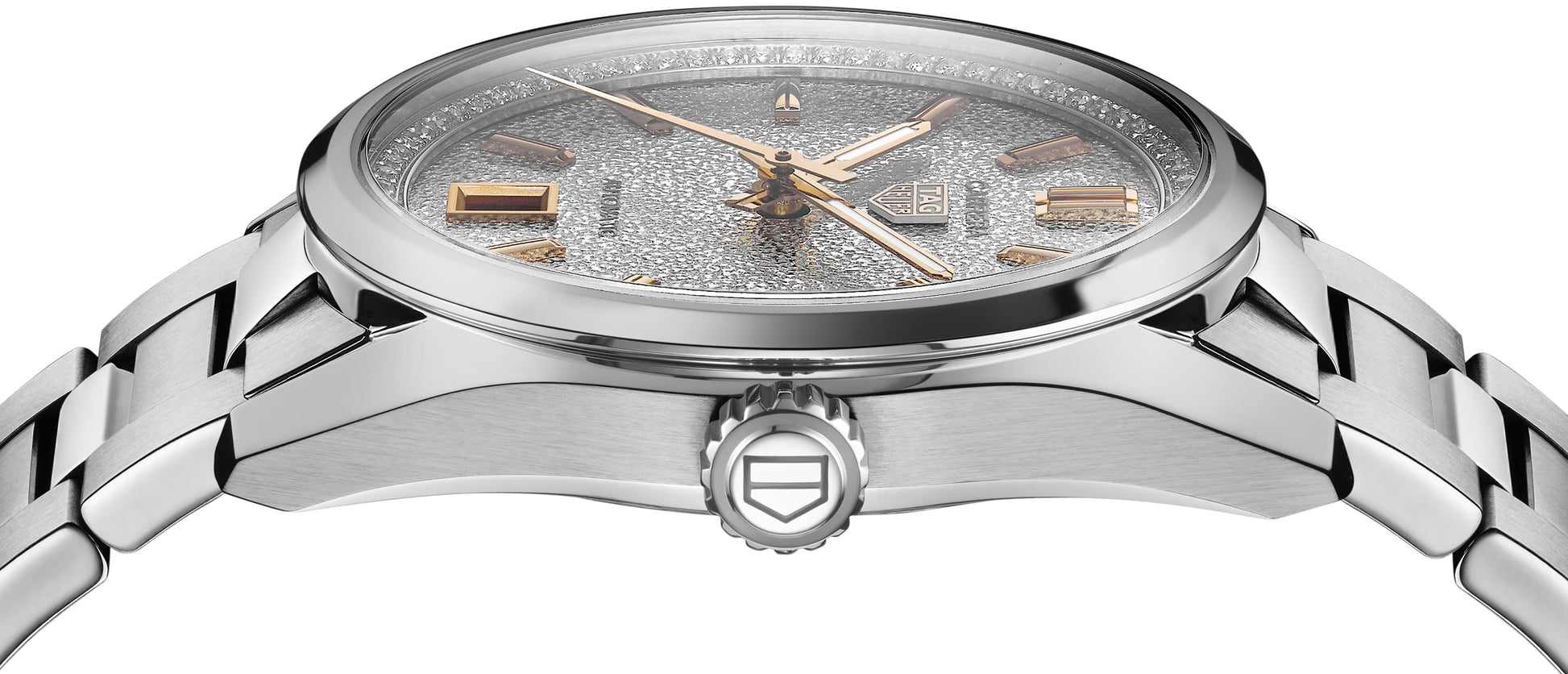 TAG Heuer Carrera Calibre 7 Date, Stainless Steel set with Diamonds, 36mm, Ref# WBN231B.BA0001, Side