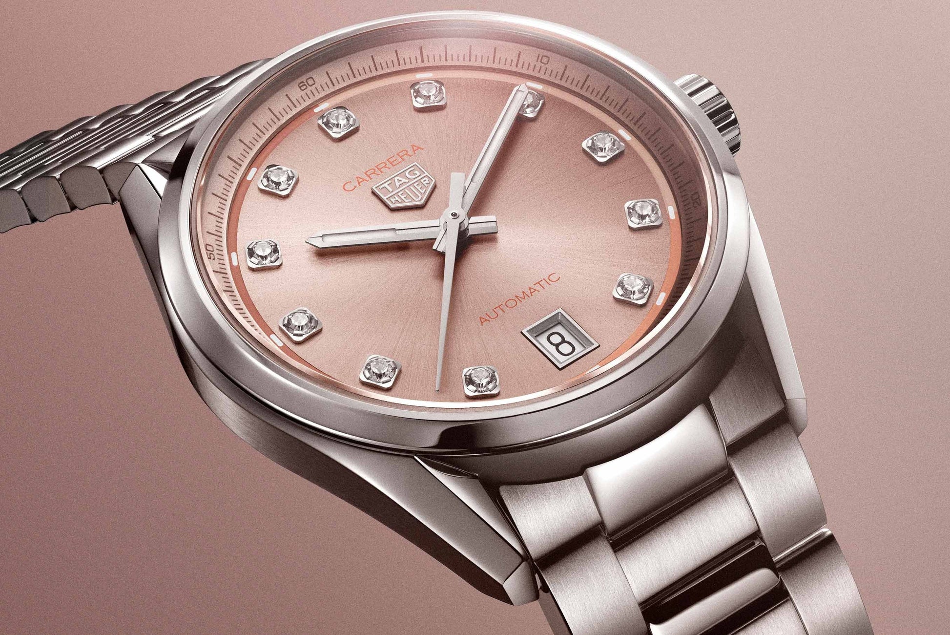 TAG Heuer Carrera Calibre 7 Date, Stainless Steel set with Diamonds, 36mm, Ref# WBN231D.BA0001, Main view