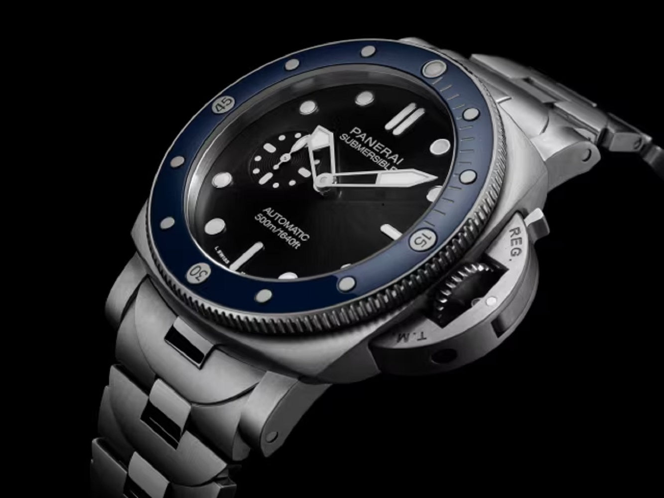 Panerai Submersible, Stainless Steel and Ceramic, 44mm, Ref# PAM01756, Side