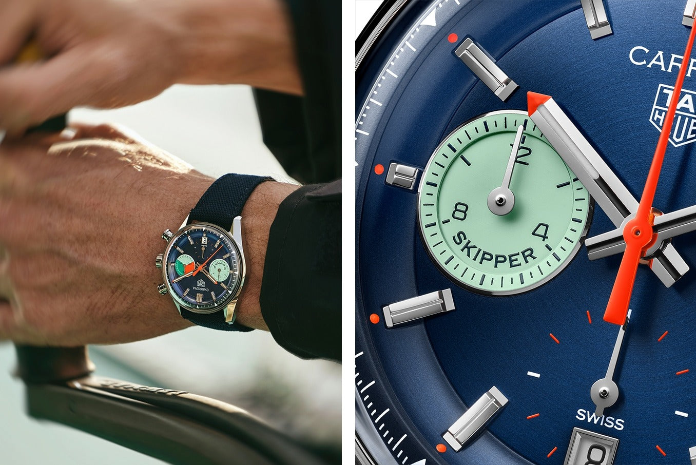 TAG Heuer Carrera Chronograph Skipper, Stainless Steel, 39mm, Ref# CBS2213.FN6002, Watch on hand