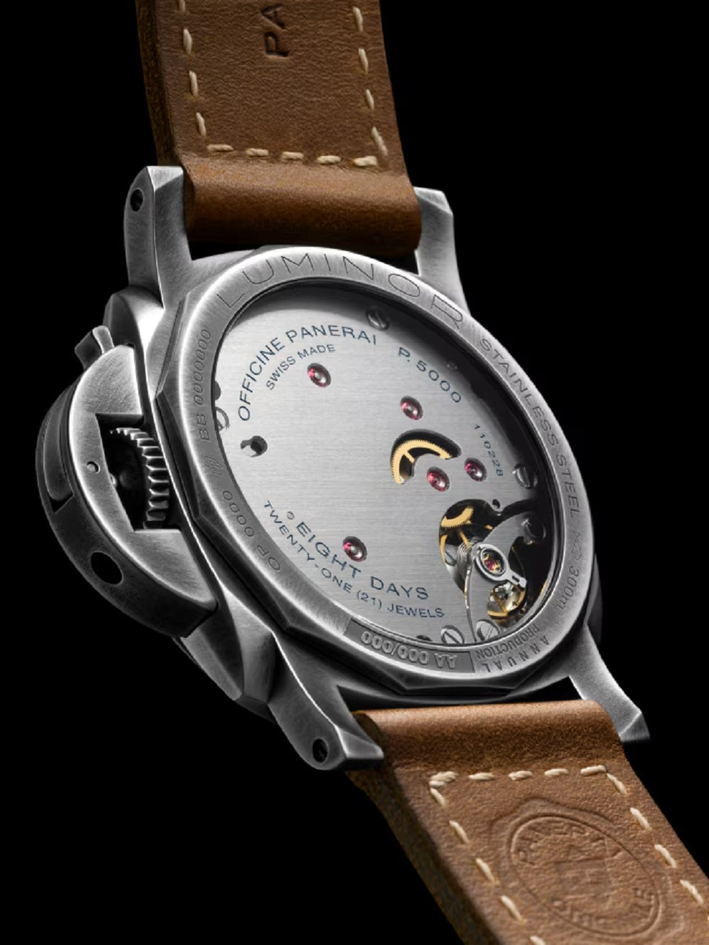 Panerai Luminor 8 Giorni, 44mm, Brunito Stainless Steel, Ref# PAM01733, Back main view