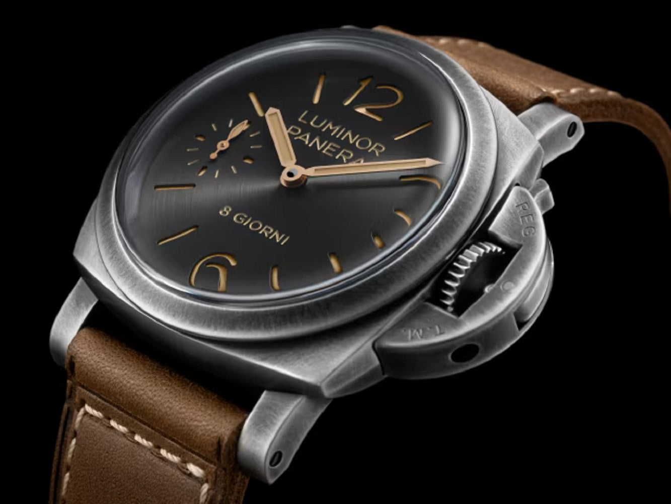 Panerai Luminor 8 Giorni, 44mm, Brunito Stainless Steel, Ref# PAM01733, Side