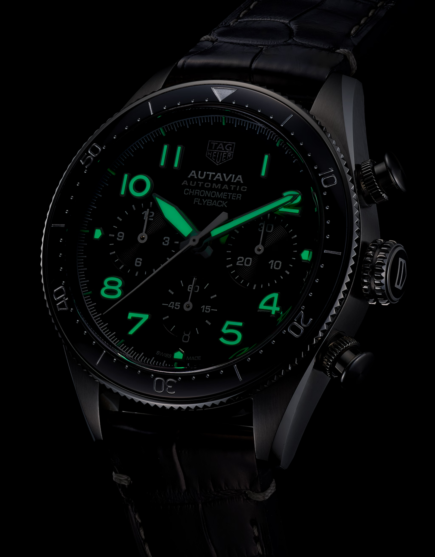 TAG Heuer Autavia Flyback Chronometer, 42 mm, Stainless Steel and ceramic, Ref# CBE511A.FC8279, Luminous