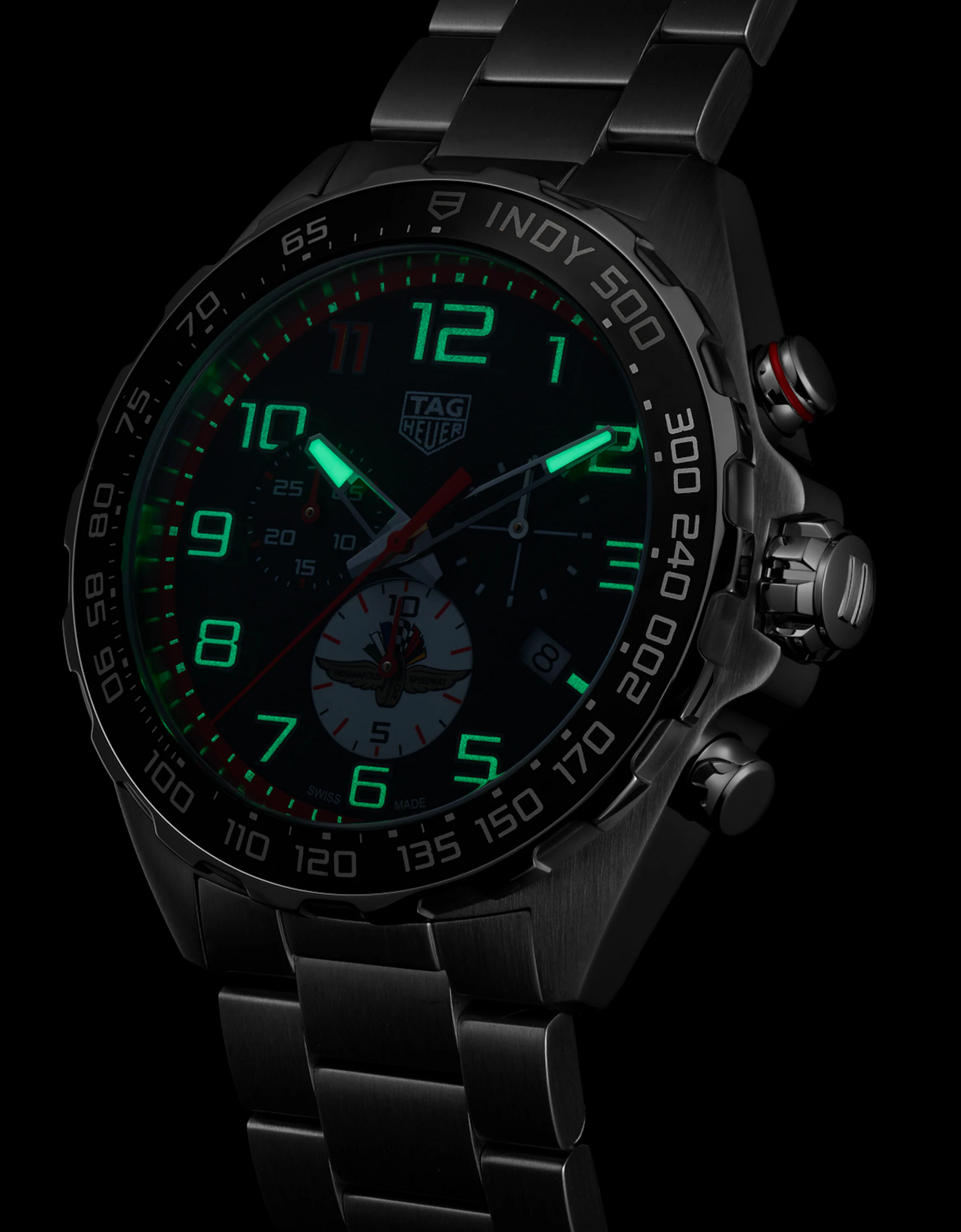 TAG Heuer Formula 1 Chronograph x INDY 500, Stainless Steel, 43mm, Ref# CAZ101AW.BA0842, Lumines