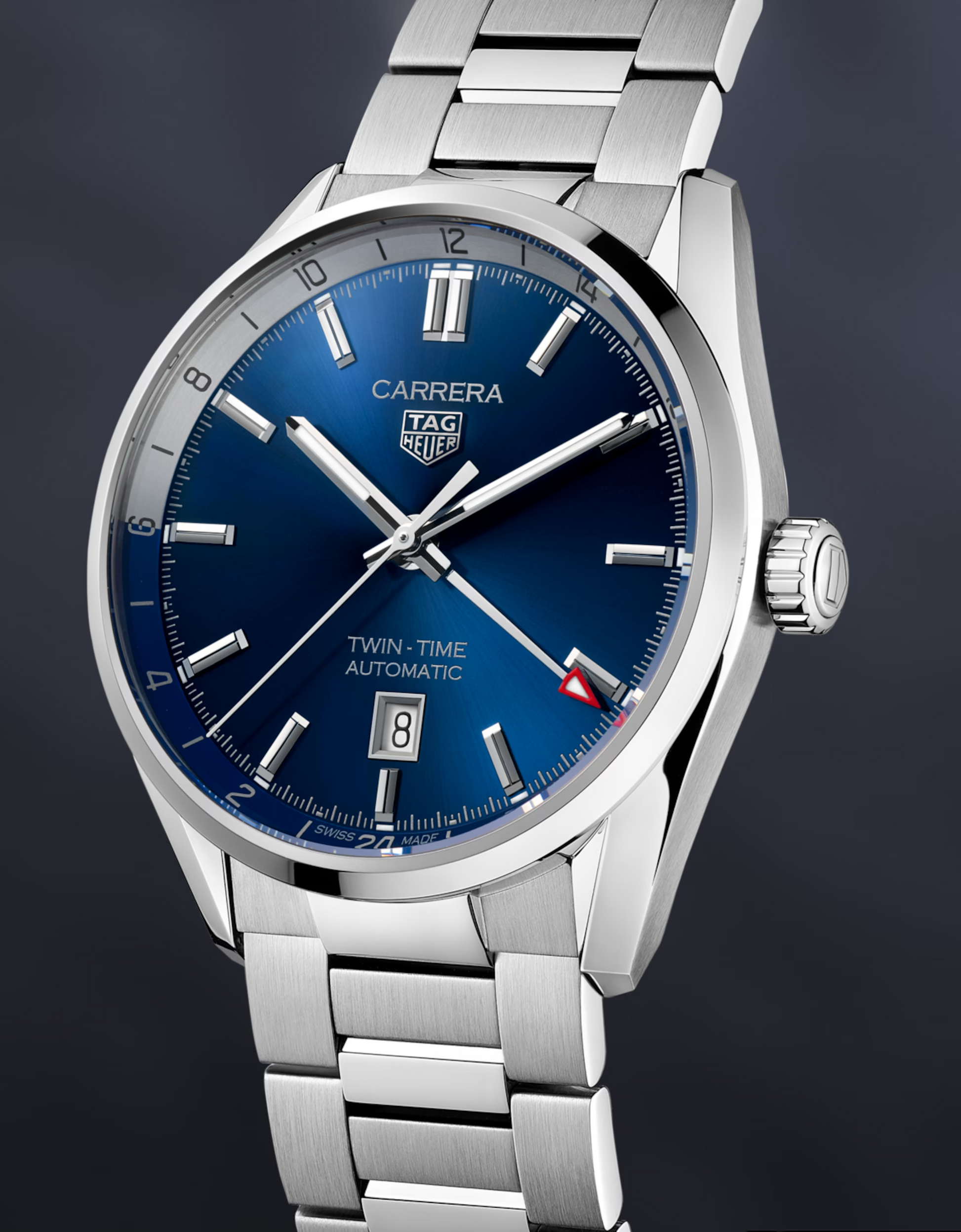 TAG Heuer Carrera Twin-Time Calibre 7 GMT, Stainless Steel, 41mm, Ref# WBN201A.BA0640, Main view