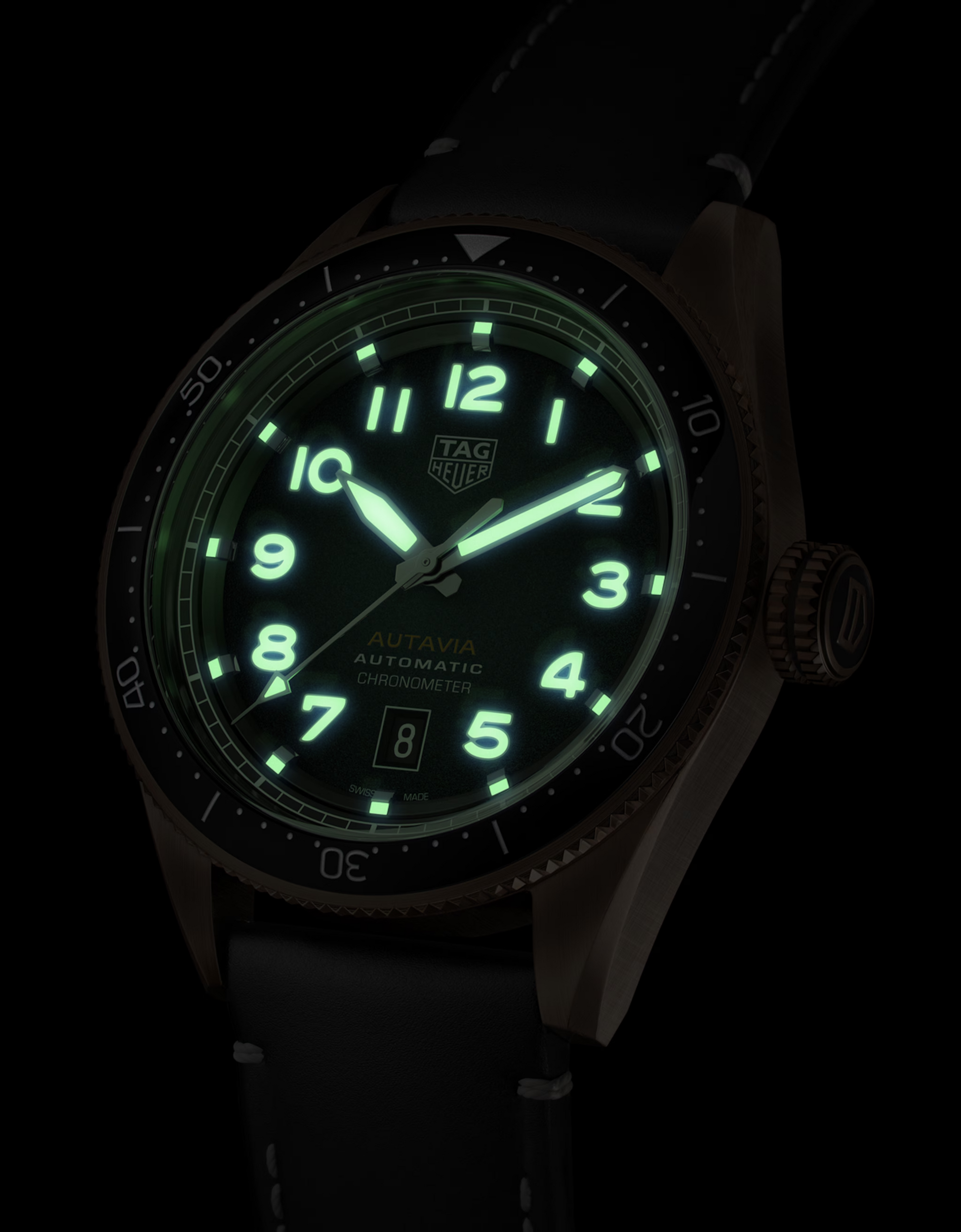 TAG Heuer Autavia Calibre 5 Chronometer, 42 mm, Bronze and ceramic, Ref# WBE5190.FC8268, Luminous