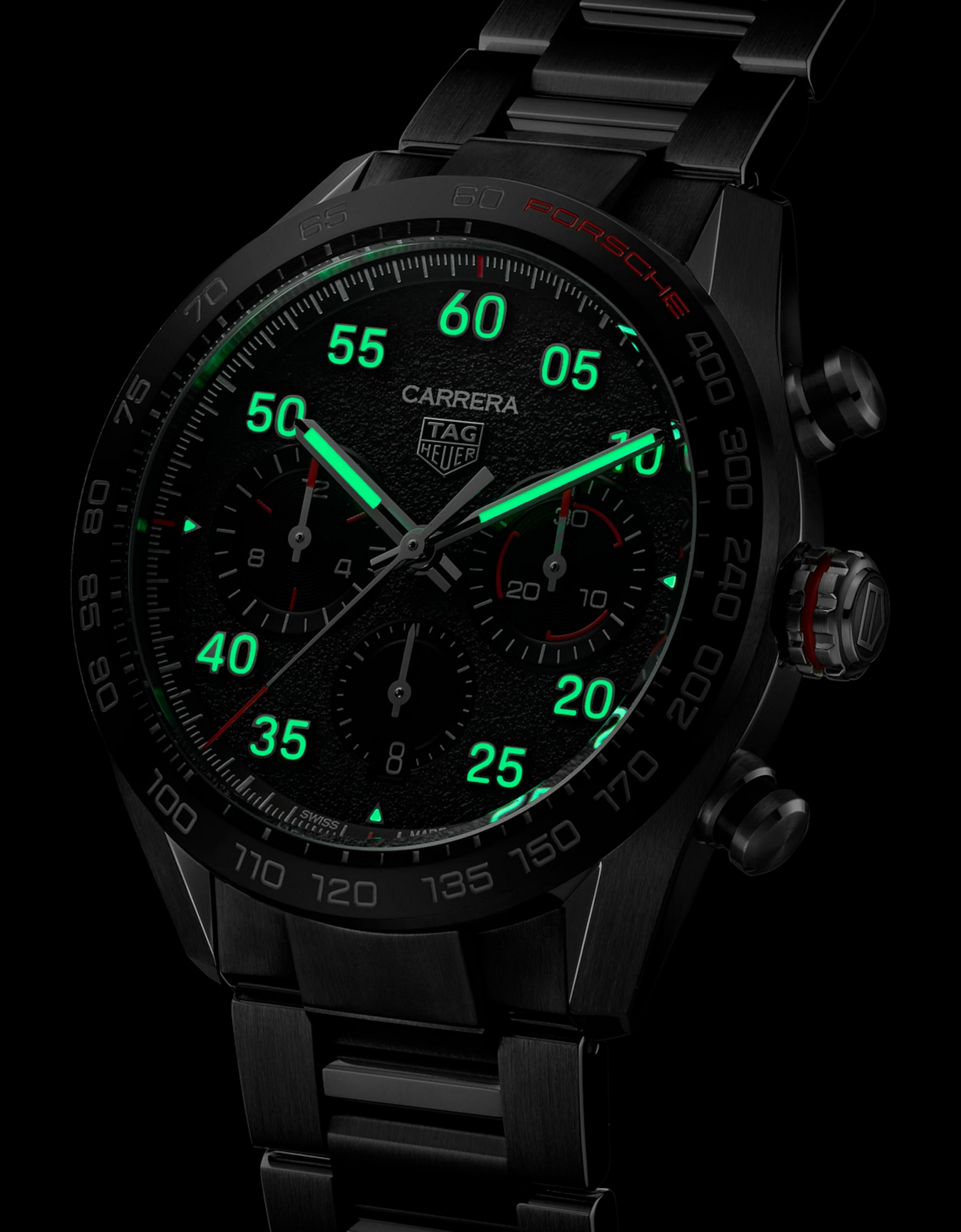 TAG Heuer Carrera Chronograph x Porsche, Stainless Steel, 44mm, Ref# CBN2A1F.BA0643, Luminous