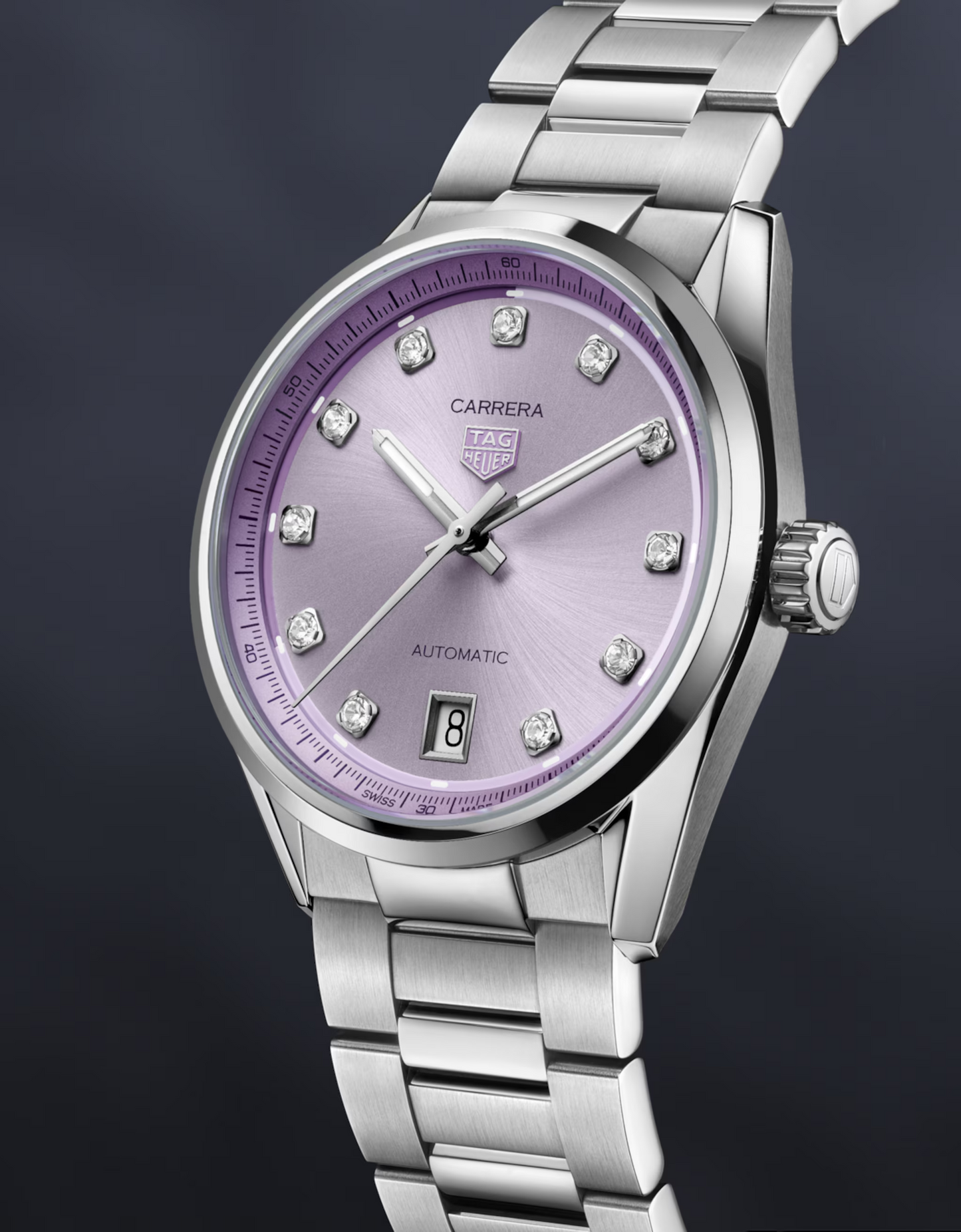 TAG Heuer Carrera Calibre 7 Date, Stainless Steel and Diamonds, 36mm, Ref# WBN2319.BA0001, Main view 1