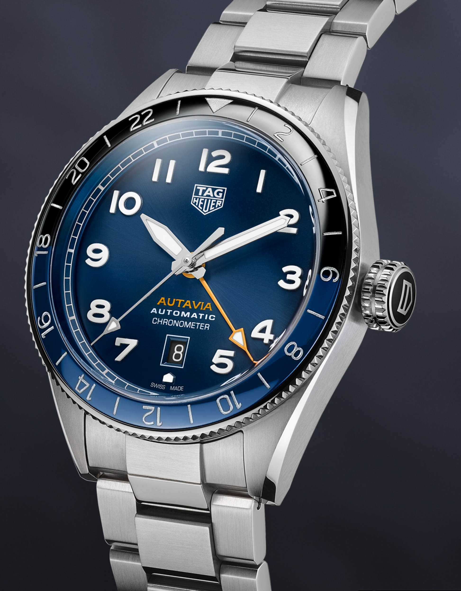 TAG Heuer Autavia COSC GMT, 42 mm, Stainless Steel and ceramic, Ref# WBE511A.BA0650, Main view 1
