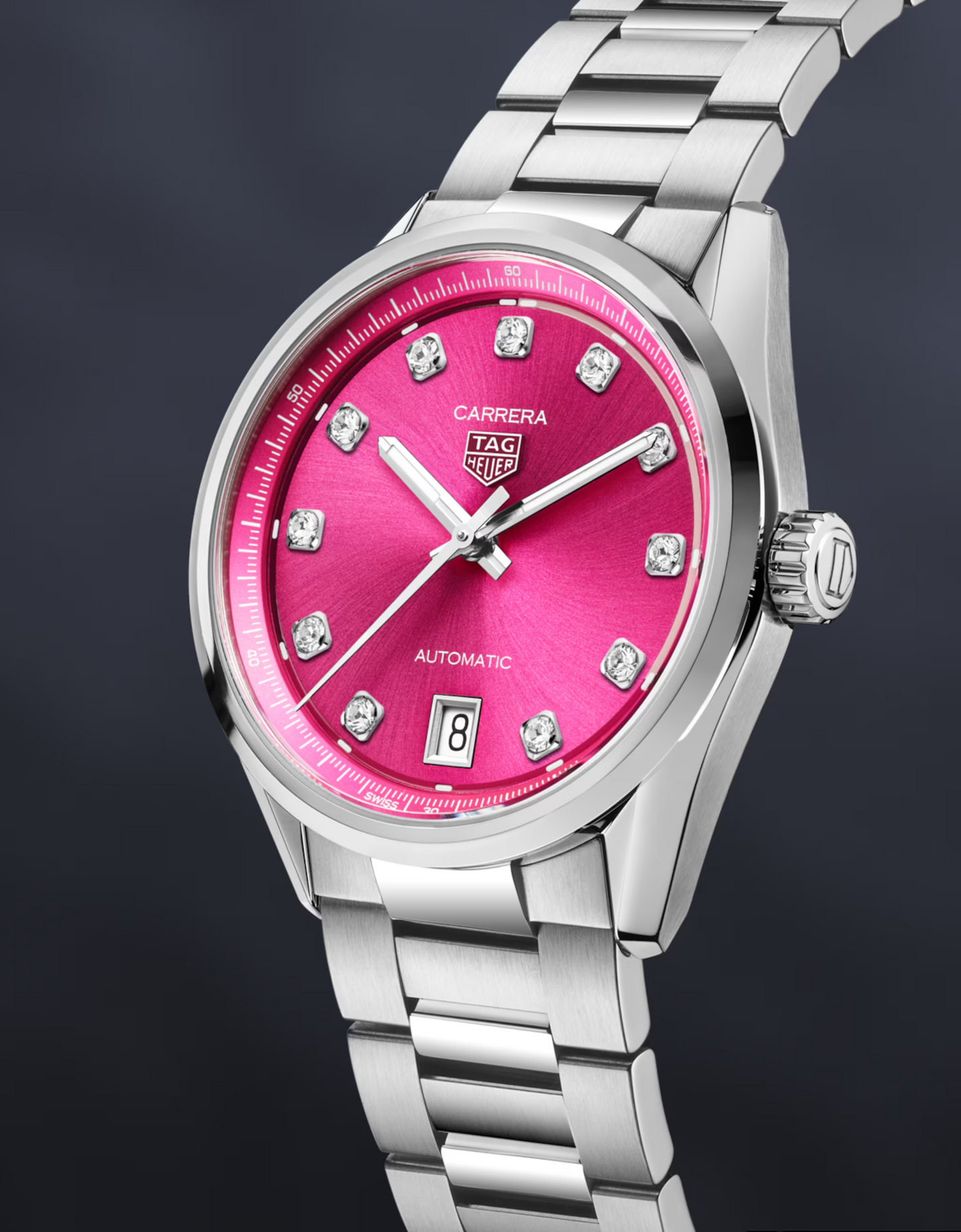 TAG Heuer Carrera Calibre 7 Date, Stainless Steel and Diamonds, 36mm, Ref# WBN2318.BA0001, Main vew