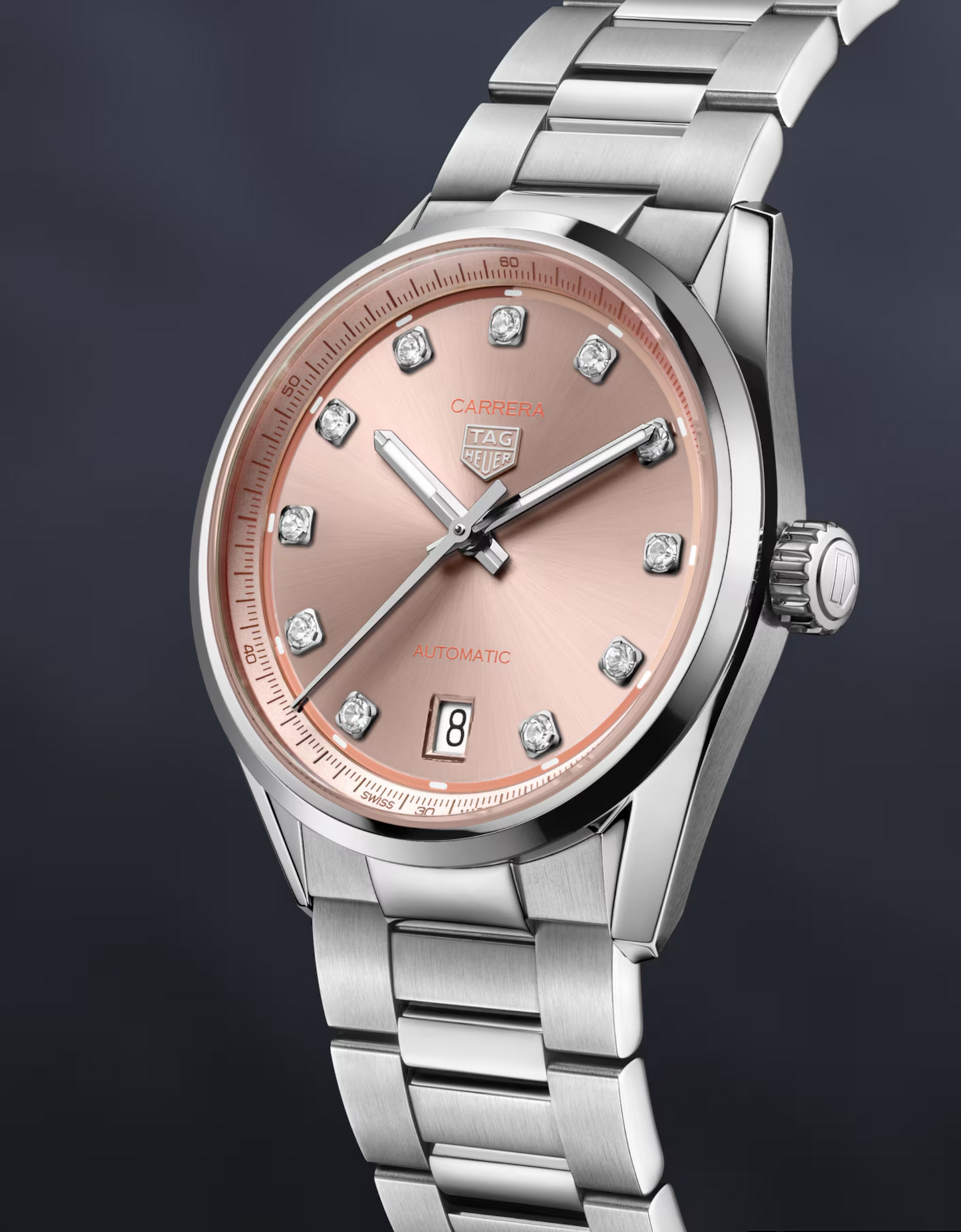TAG Heuer Carrera Calibre 7 Date, Stainless Steel set with Diamonds, 36mm, Ref# WBN231D.BA0001, Main view 1
