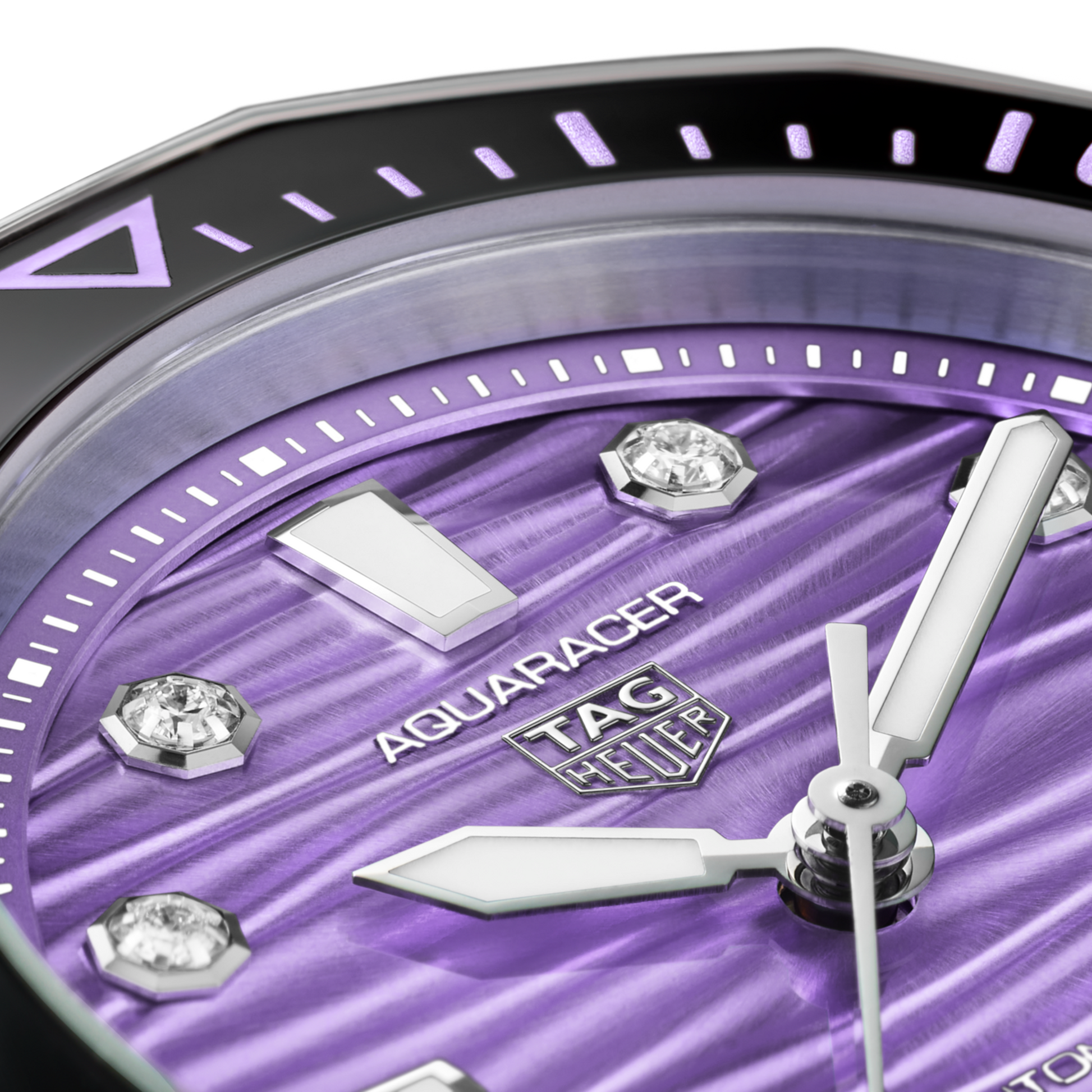TAG Heuer Aquaracer Professional 300 Date, Stainless Steel set with Diamonds, Ref# WBP231M.BA0618, hands and Markers