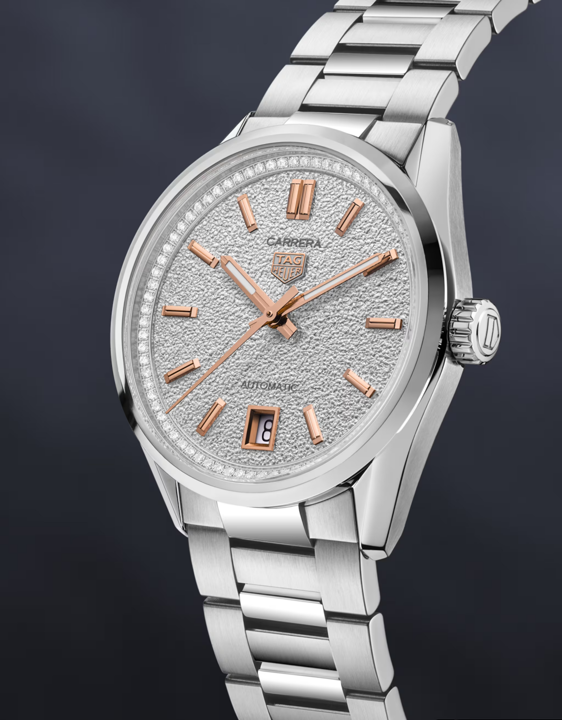 TAG Heuer Carrera Calibre 7 Date, Stainless Steel set with Diamonds, 36mm, Ref# WBN231B.BA0001, Main view