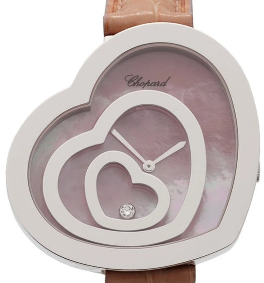 Unworn Chopard Happy Spirit Floating Hearts, 18k White Gold, 40mm x 42mm, Ref# 209056-1001