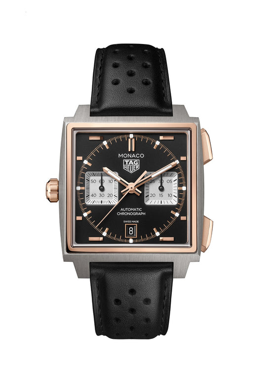 TAG Heuer Monaco Chronograph Automatic 39mm Titanium and 18k 5N Rose Gold, Ref# CDW2150.FC8360