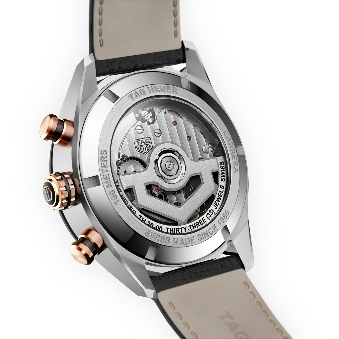 TAG Heuer Carrera Chronograph, Stainless Steel, 18k Rose Gold and Ceramic, 44mm, Ref# CBN2A5A.FC6481, back