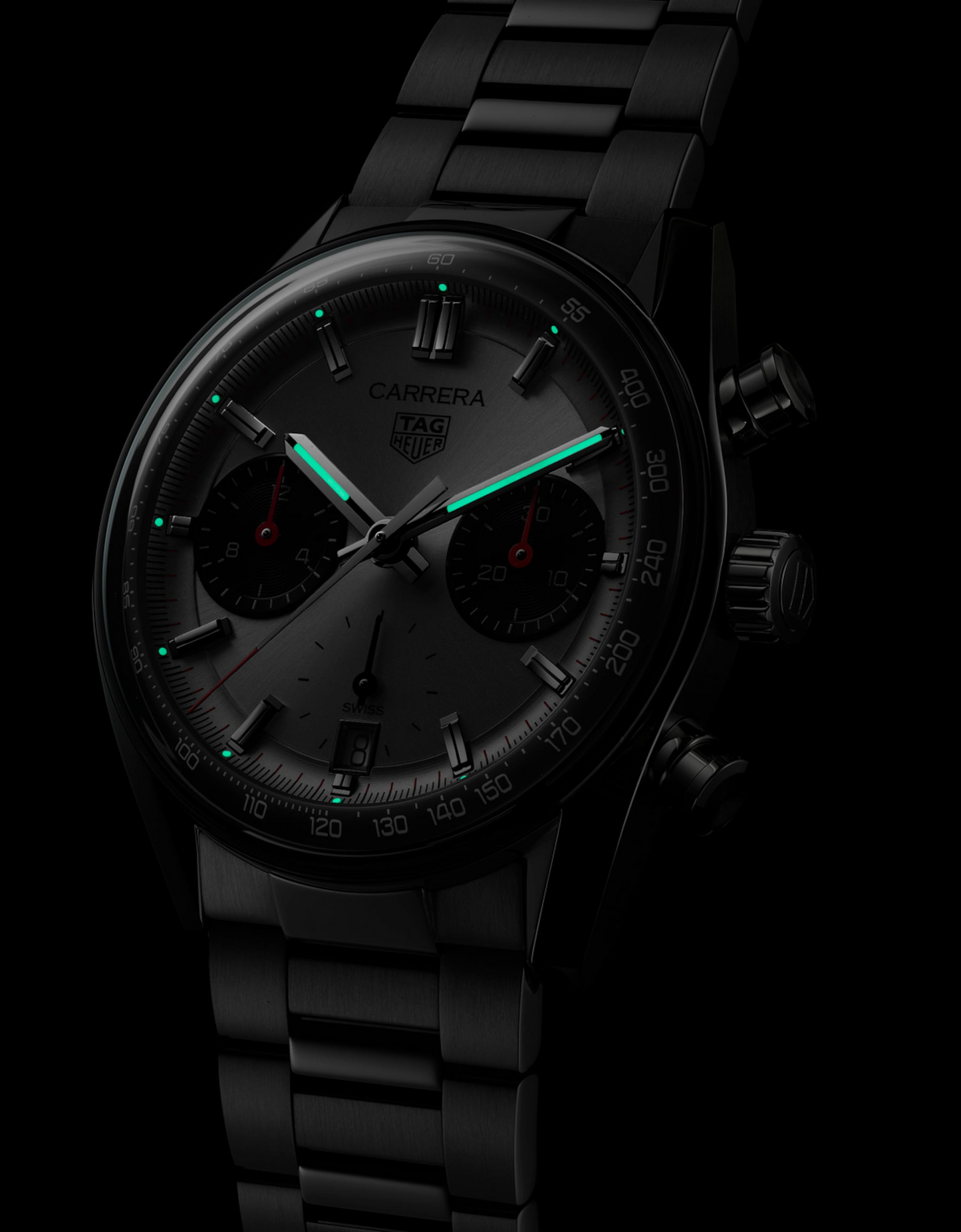 TAG Heuer Carrera Chronograph “Panda” Glassbox, Stainless Steel, 39mm, Ref# CBS2216.BA0041, Luminous