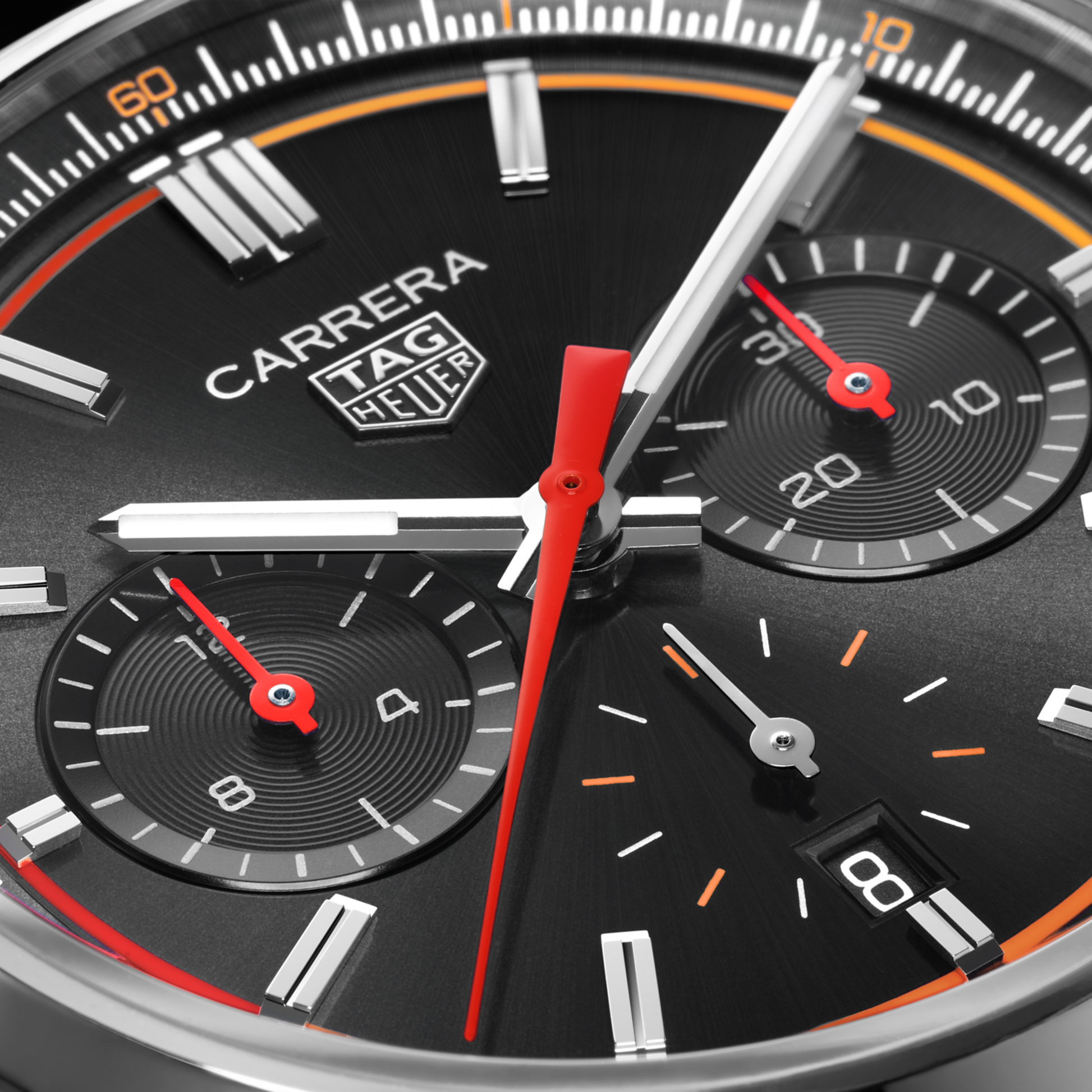 TAG Heuer Carrera Chronograph, Stainless Steel, 42mm, Ref# CBN201C.FC6542, Hands and markers