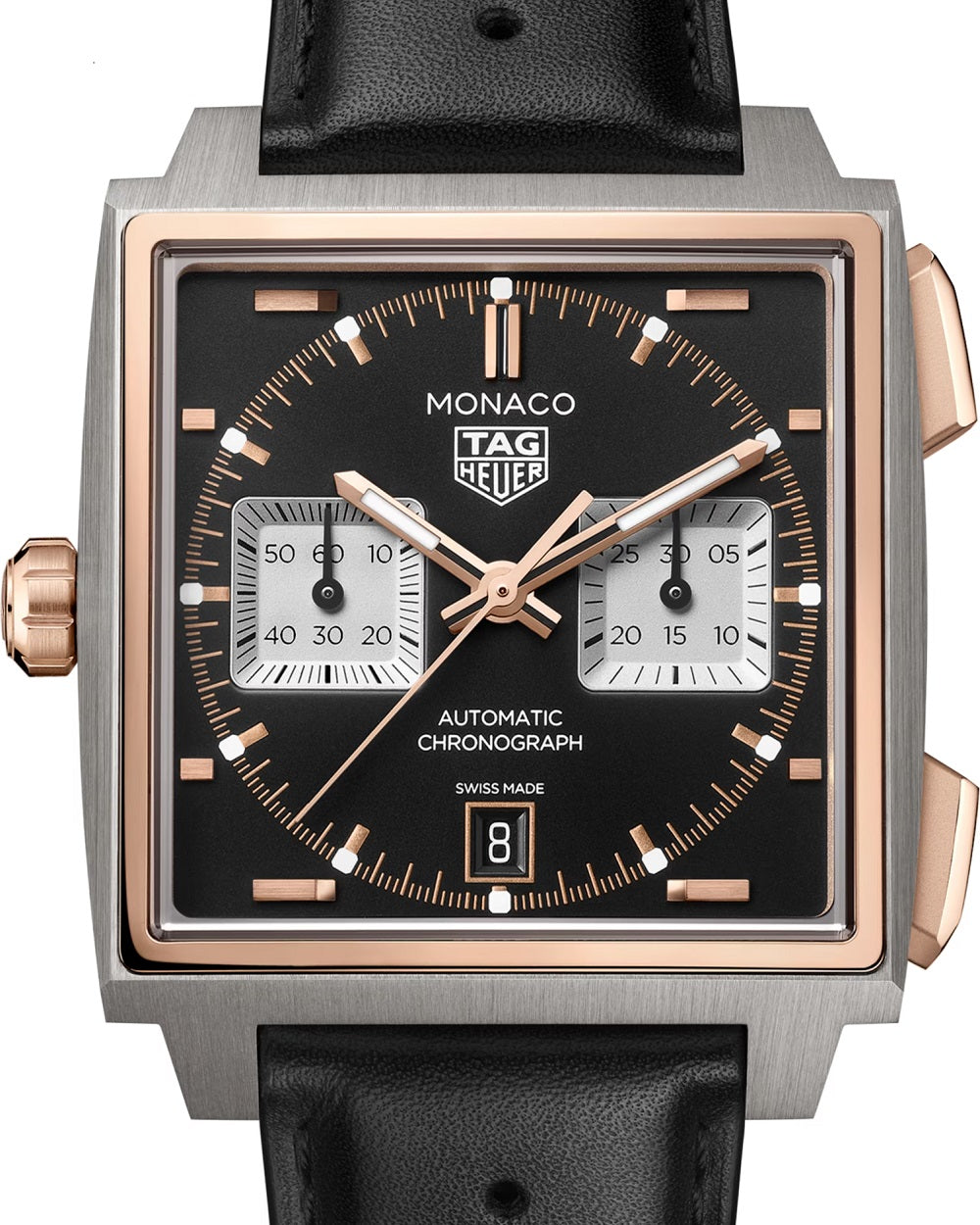 TAG Heuer Monaco Chronograph Automatic 39mm Titanium and 18k 5N Rose Gold, Ref# CDW2150.FC8360, Dial 1