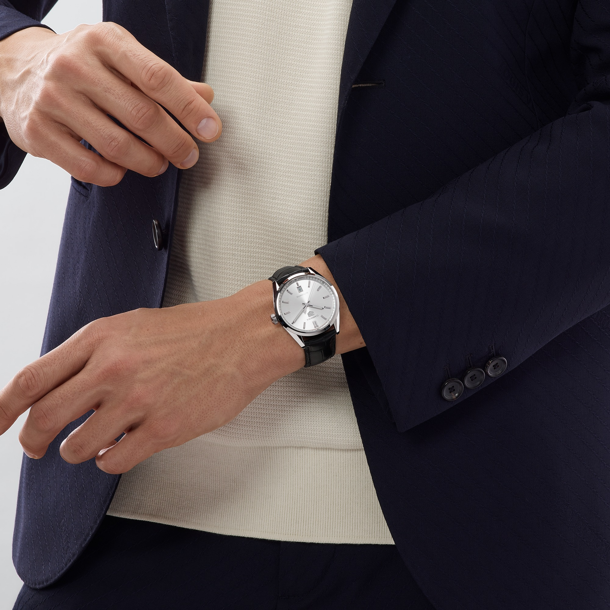 TAG Heuer Carrera Calibre 5 Date, Stainless Steel, 39mm, Ref# WBN2111.FC6505, Watch on hand