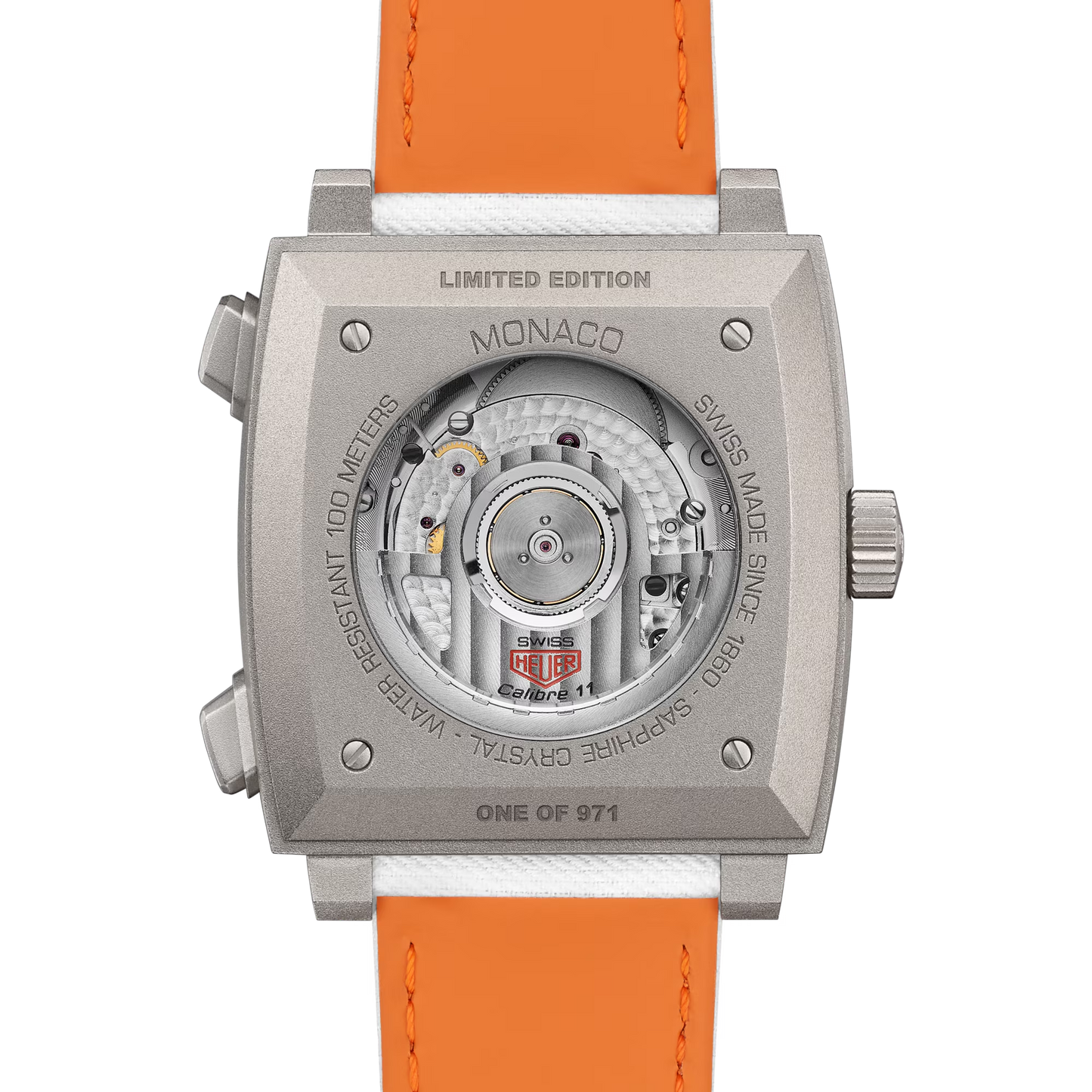 TAG Heuer Monaco Chronograph x Gulf Automatic, Titanium, 39mm, Ref# CAW218G.EB0393, Back
