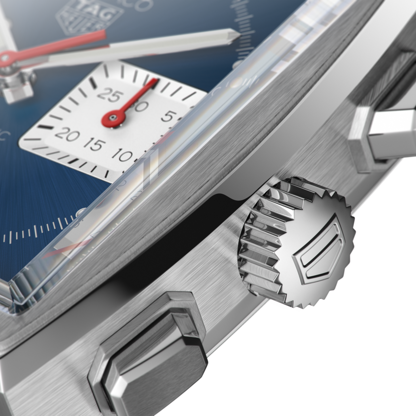 TAG Heuer Monaco Chronograph Automatic, Stainless Steel, 39mm, Ref# CBL2111.BA0644, Crown