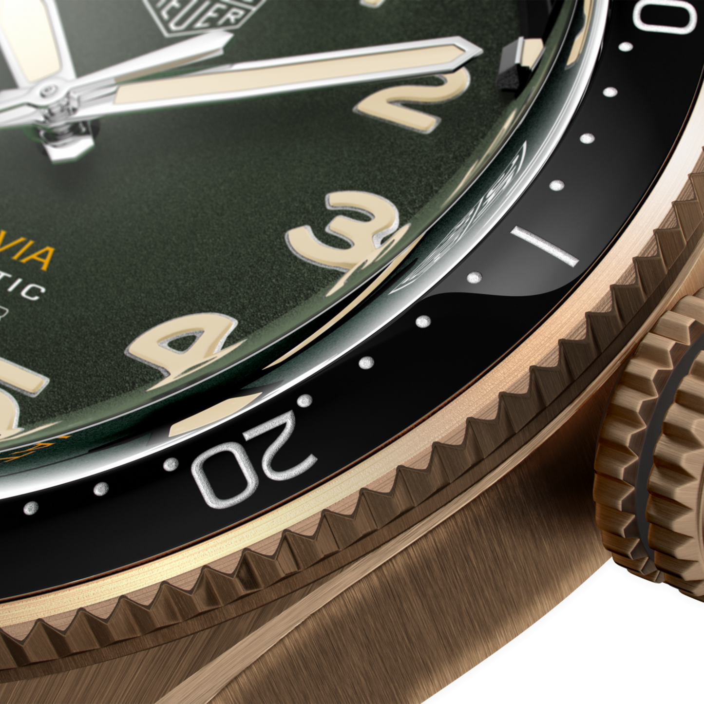 TAG Heuer Autavia Calibre 5 Chronometer, 42 mm, Bronze and ceramic, Ref# WBE5190.FC8268, Bezel