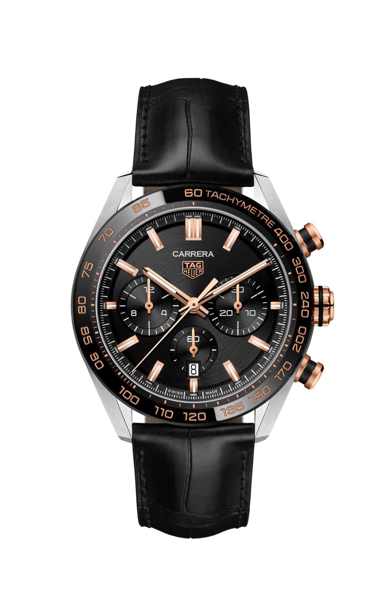 TAG Heuer Carrera Chronograph, Stainless Steel, 18k Rose Gold and Ceramic, 44mm, Ref# CBN2A5A.FC6481