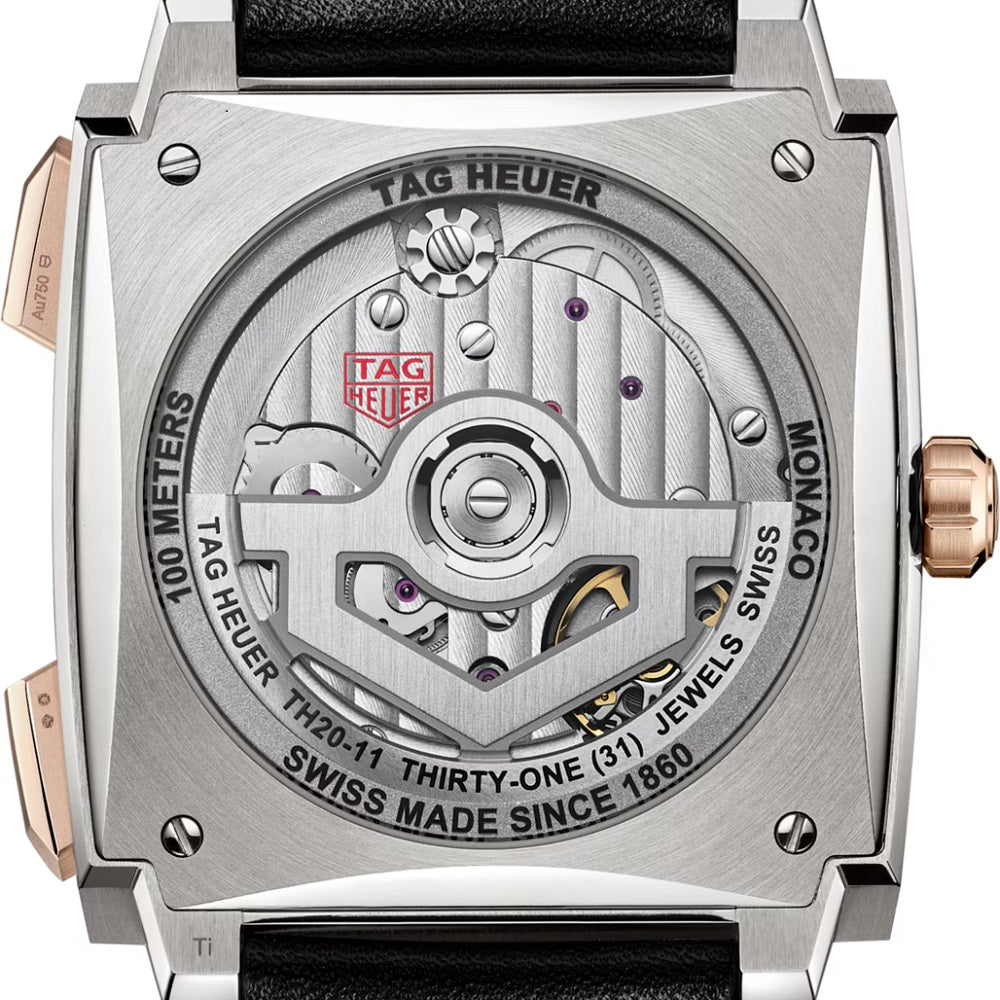 TAG Heuer Monaco Chronograph Automatic 39mm Titanium and 18k 5N Rose Gold, Ref# CDW2150.FC8360, Back