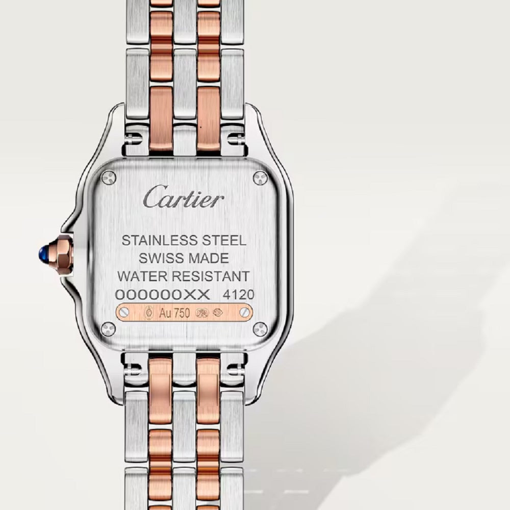 Cartier Panthère de Cartier Small, Stainless Steel, 18k Rose Gold and Diamonds, 22mm x 30mm, Ref# W3PN0014, Back