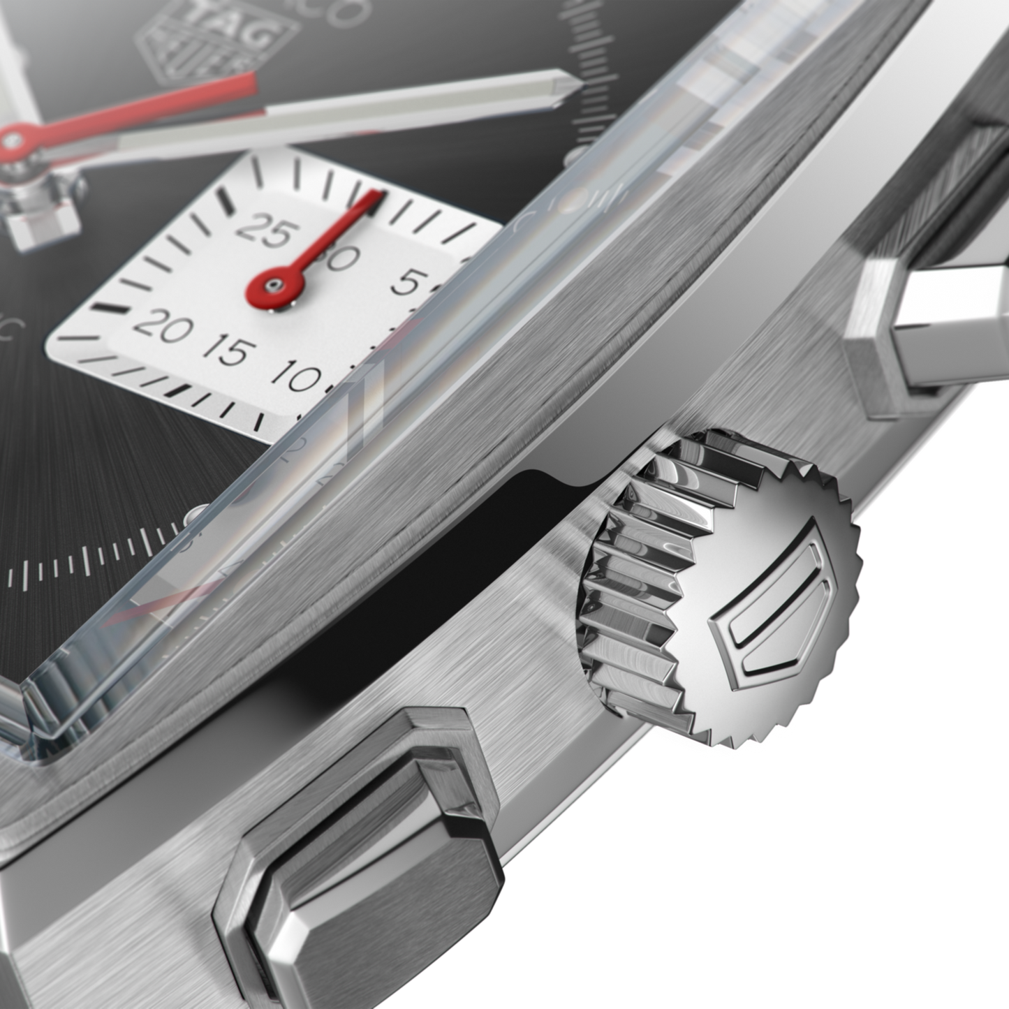 TAG Heuer Monaco Chronograph Automatic, Stainless Steel, 39mm, Ref# CBL2113.FC6177, Crown