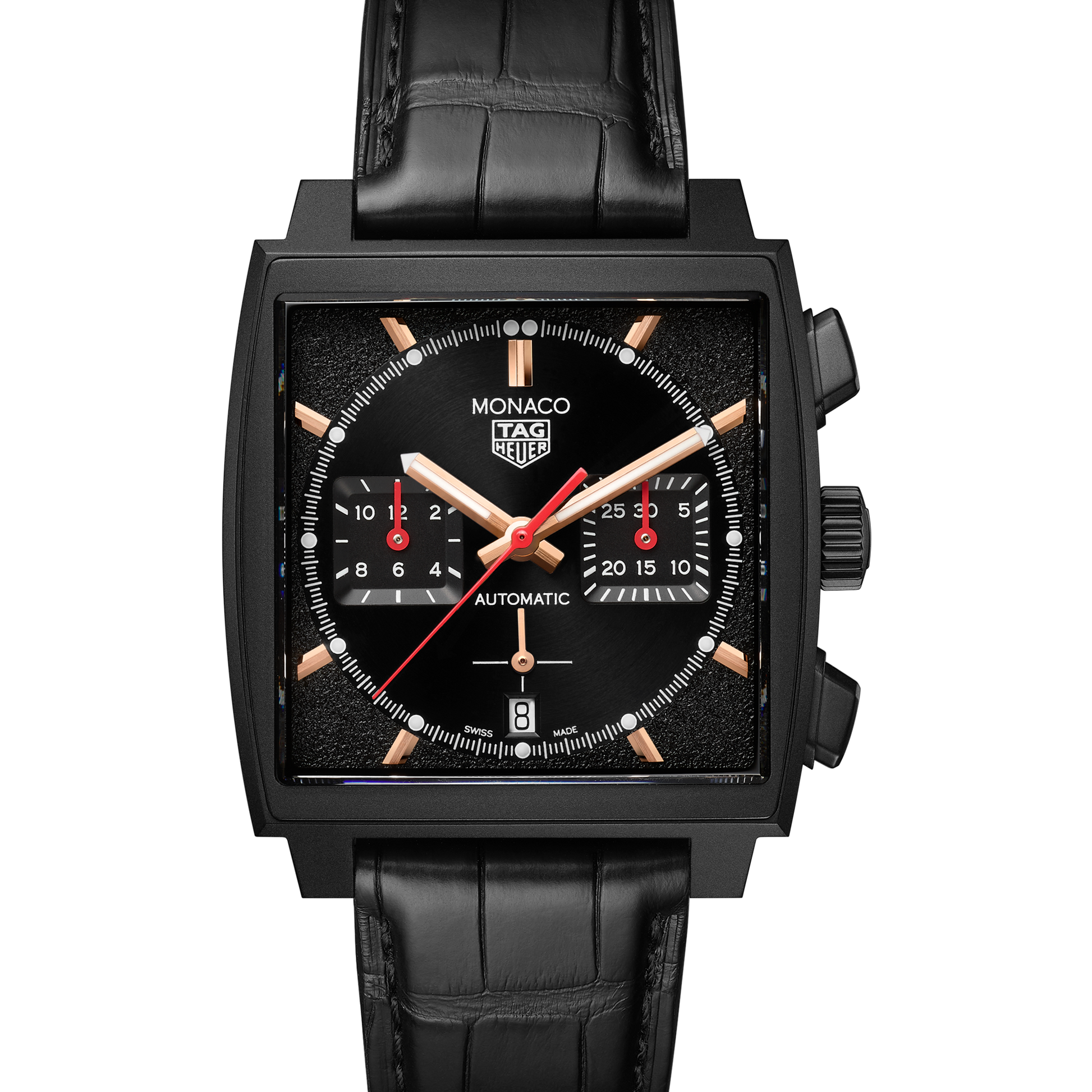 TAG Heuer Monaco Chronograph Automatic, Black DLC Titanium, 39mm, Ref# CBL2180.FC6497, Dial