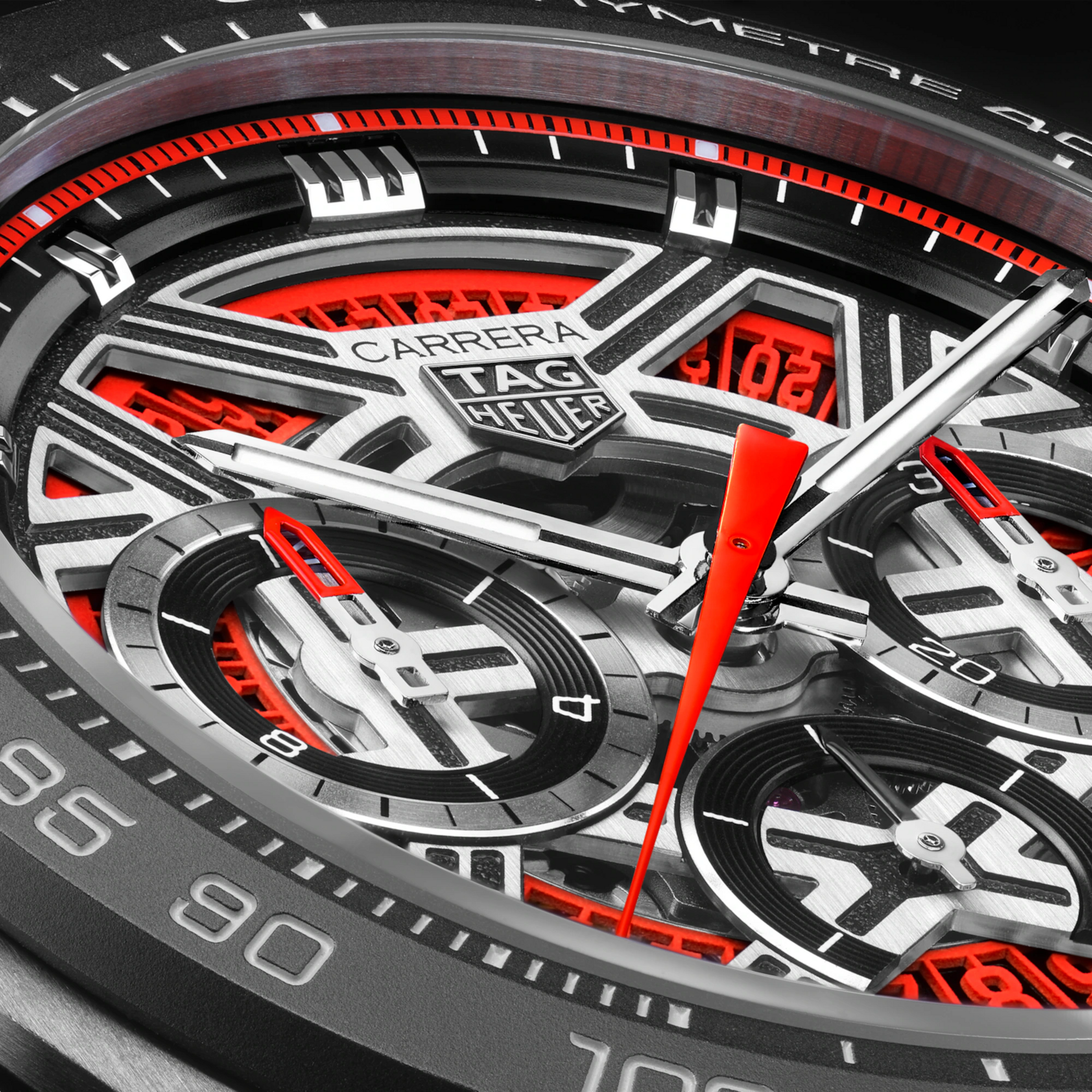 TAG Heuer Carrera Chronograph Extreme Sport, Titanium and Ceramic 44mm, Ref# CBU2082.FT6275, Hands and sub-dials