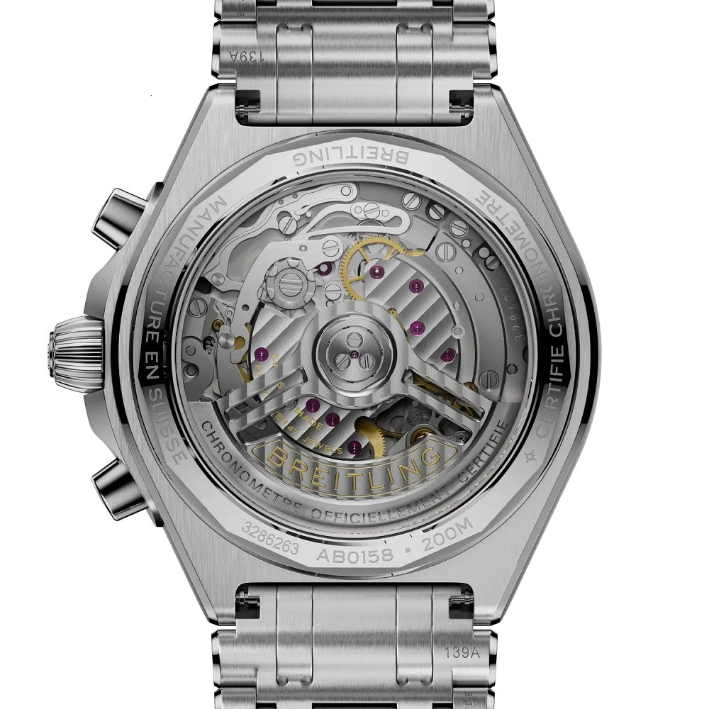 Breitling Chronomat B01 Chronograph 42, Stainless steel, Ref# AB0158101L1A1, Back