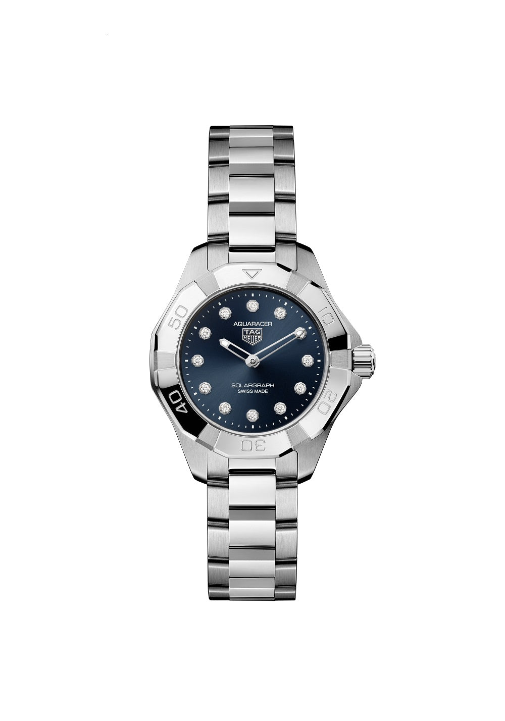 TAG Heuer Aquaracer Professional 100 Solargraph, Stainless Steel and Diamonds set, Solar Quartz, 28 mm, Ref# WBP141E.BA0049