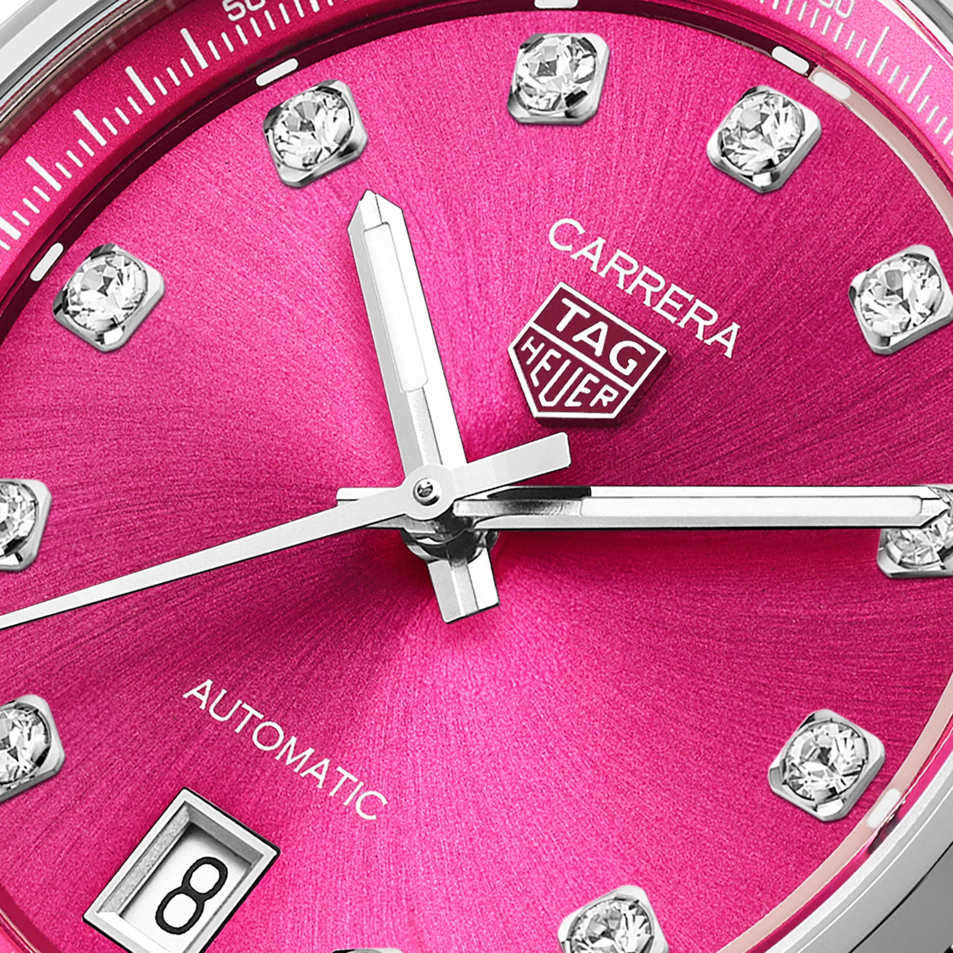 TAG Heuer Carrera Calibre 7 Date, Stainless Steel and Diamonds, 36mm, Ref# WBN2318.BA0001, Hands and Markers