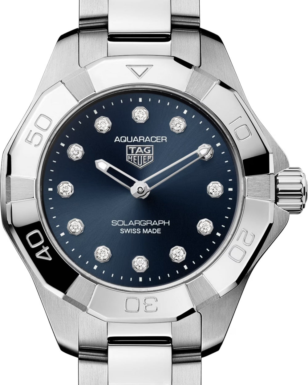TAG Heuer Aquaracer Professional 100 Solargraph, Stainless Steel and Diamonds set, Solar Quartz, 28 mm, Ref# WBP141E.BA0049, Dial
