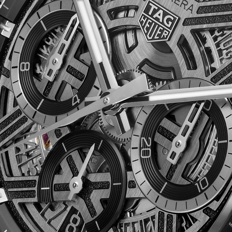 TAG Heuer Carrera Chronograph Extreme Sport, Titanium coated with black DLC, 44mm, Ref# CBU2080.FT6272, Sub-dials and Hands