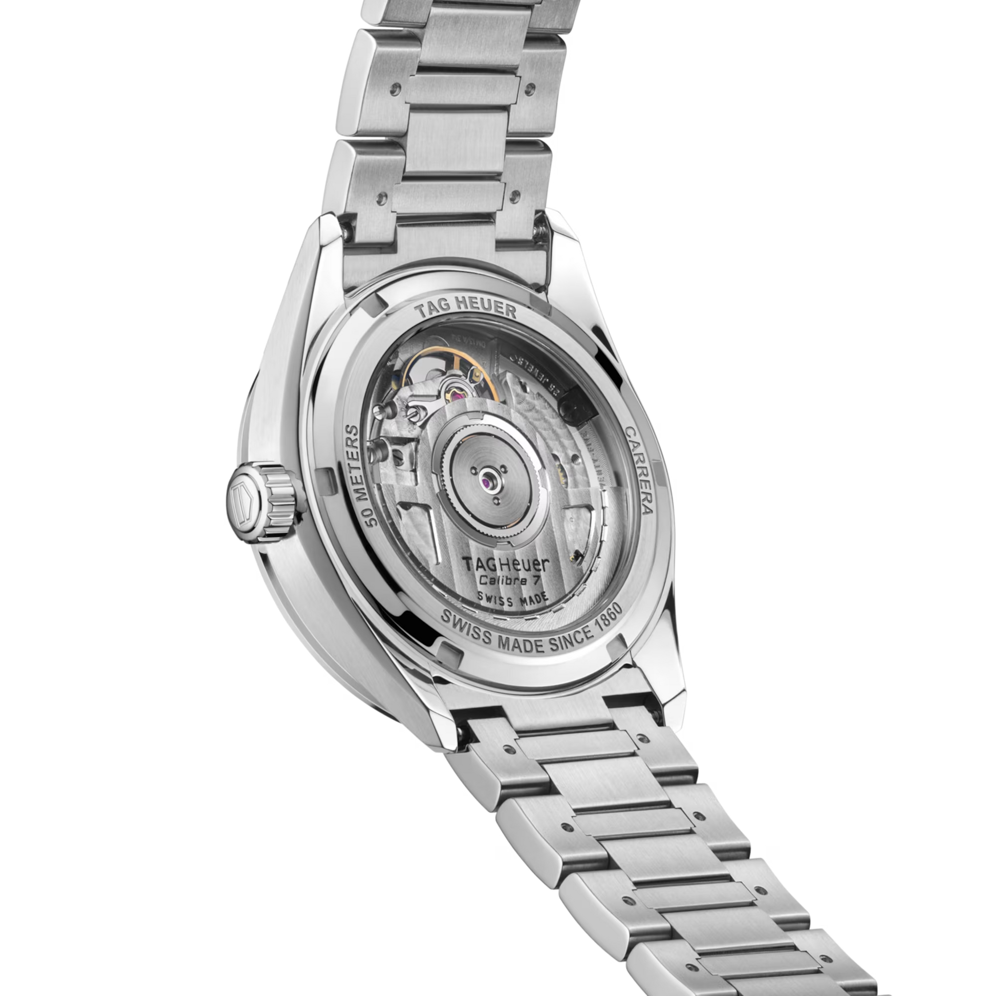 TAG Heuer Carrera Calibre 7 Date, Stainless Steel and Diamonds, 36mm, Ref# WBN2318.BA0001, Back