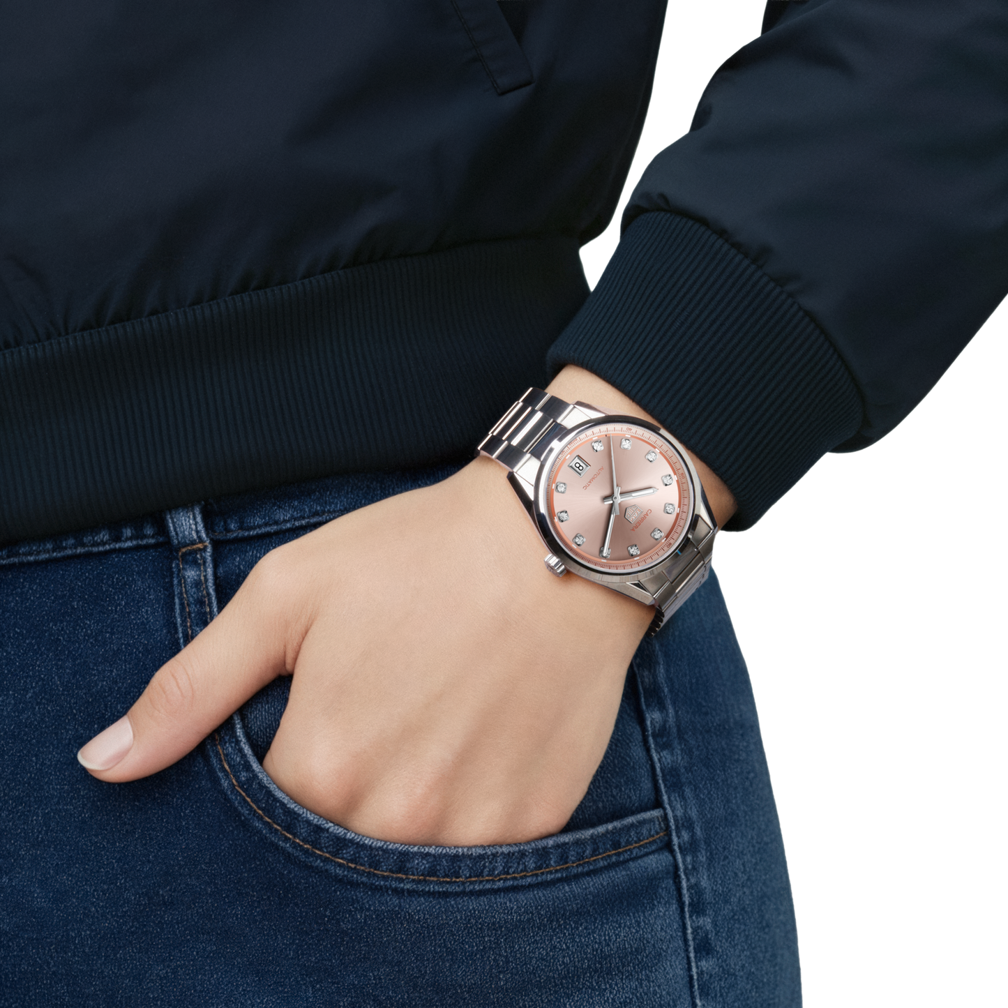 TAG Heuer Carrera Calibre 7 Date, Stainless Steel set with Diamonds, 36mm, Ref# WBN231D.BA0001, Watch on hand 1