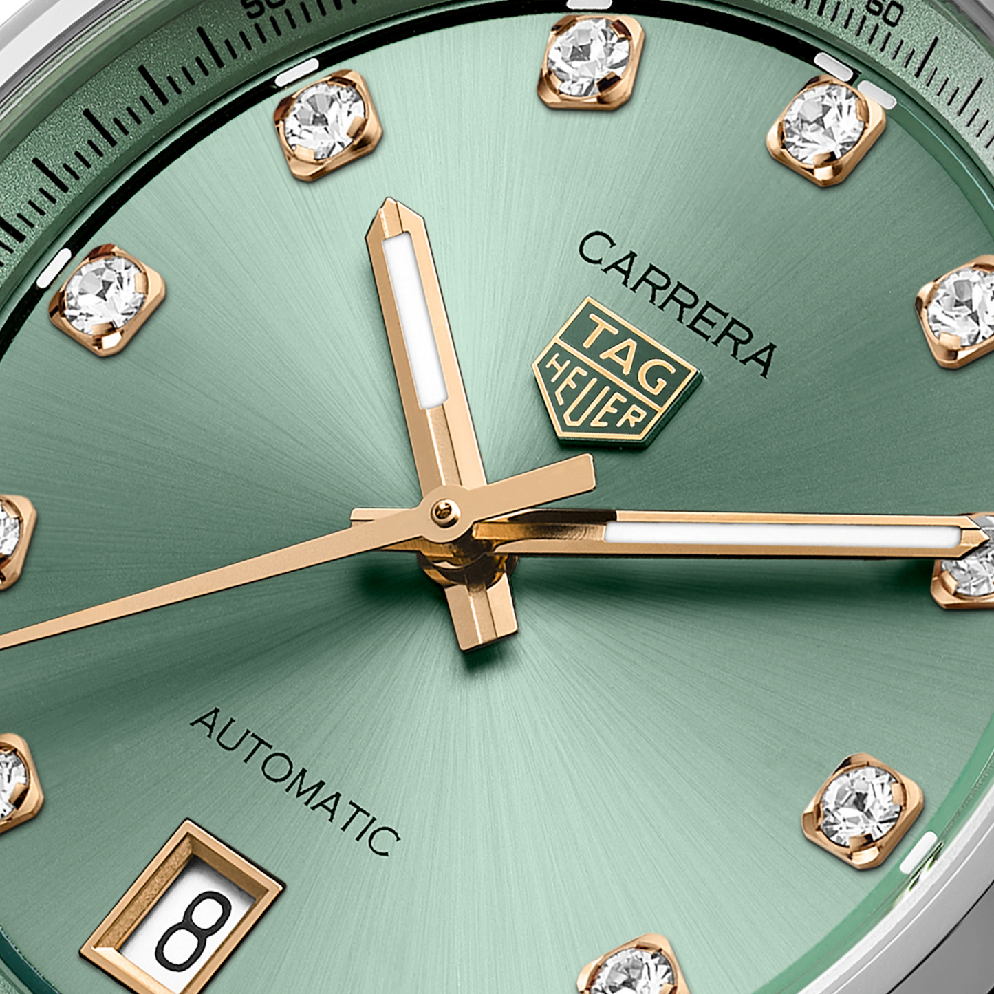 TAG Heuer Carrera Calibre 7 Date, Stainless Steel and Diamonds, 36mm, Ref# WBN2317.BA0001, Hands and Markers