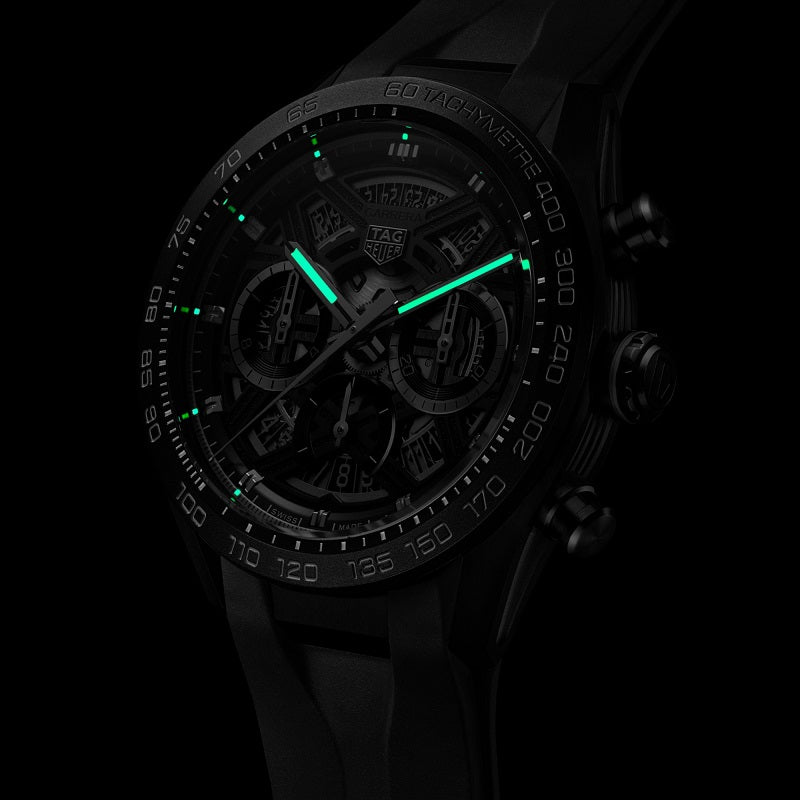 TAG Heuer Carrera Chronograph Extreme Sport, Titanium coated with black DLC, 44mm, Ref# CBU2080.FT6272, Luminous