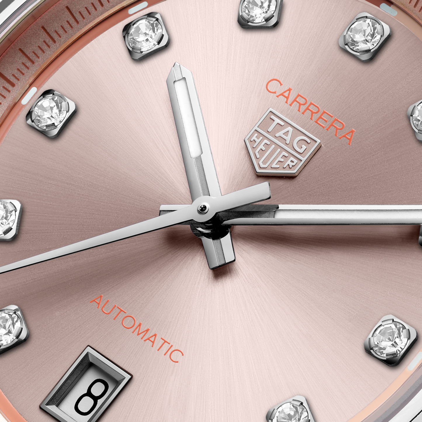 TAG Heuer Carrera Calibre 7 Date, Stainless Steel set with Diamonds, 36mm, Ref# WBN231D.BA0001, Hands and Markers