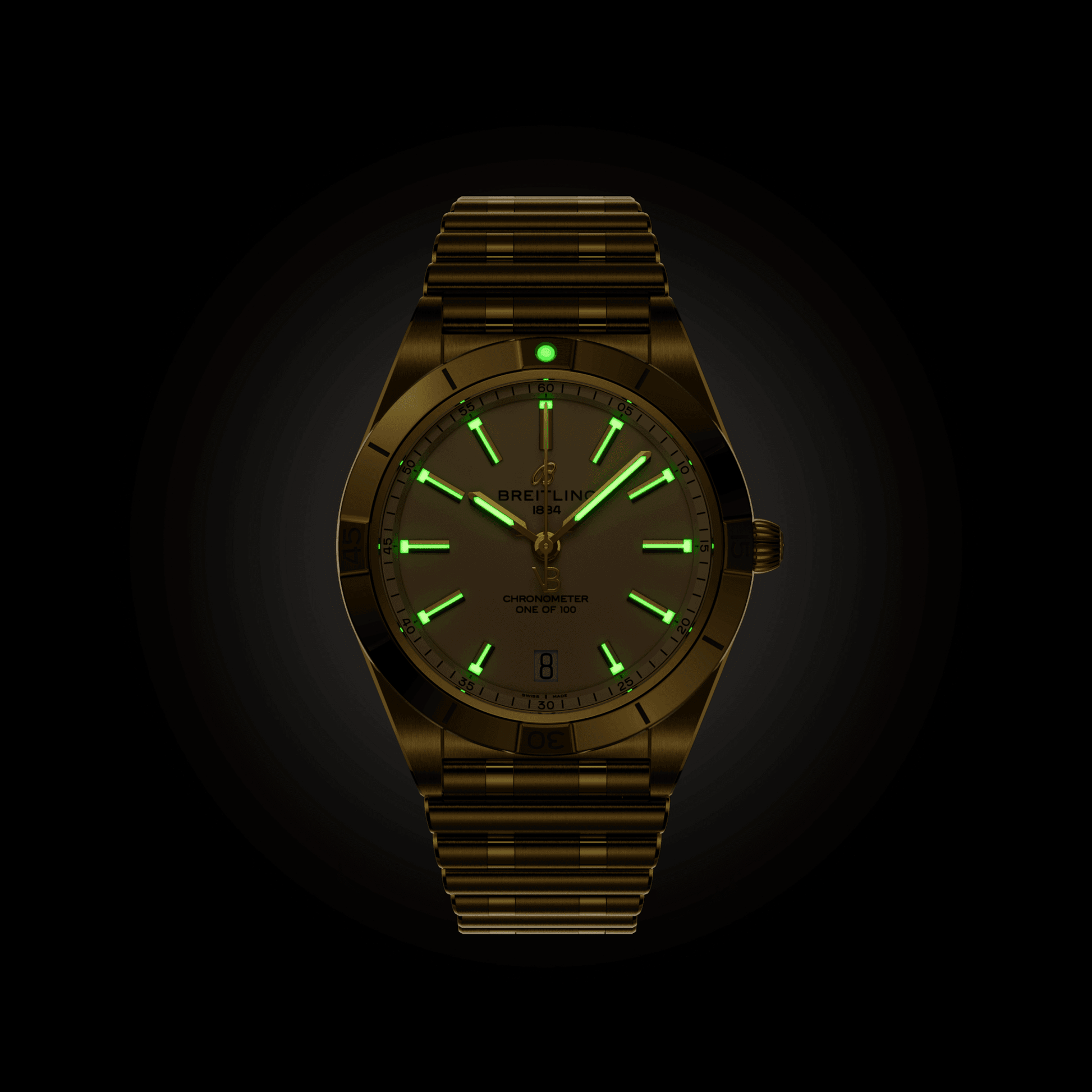 Breitling Chronomat Automatic 36 Victoria Beckham, 18k Yellow Gold, Ref# K103801A1A1K1, Unworn 2024, Luminous
