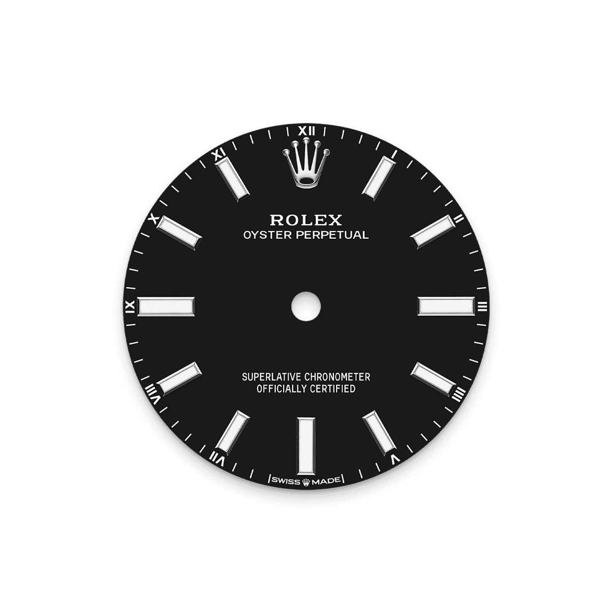 Unworn 2025, Rolex Oyster Perpetual, Oystersteel, 34mm, Black dial, Domed Oyster, Ref# 124200-0010, box and papers, Dial