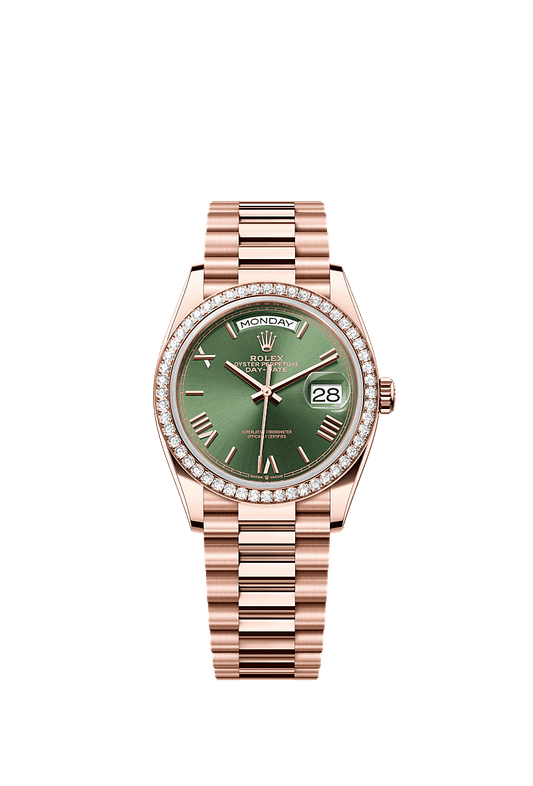 Unworn 2025, Rolex Day-Date 36, 18k Everose Gold and Diamond-set, 36mm, Ref# 128345rbr-0085, box and papers